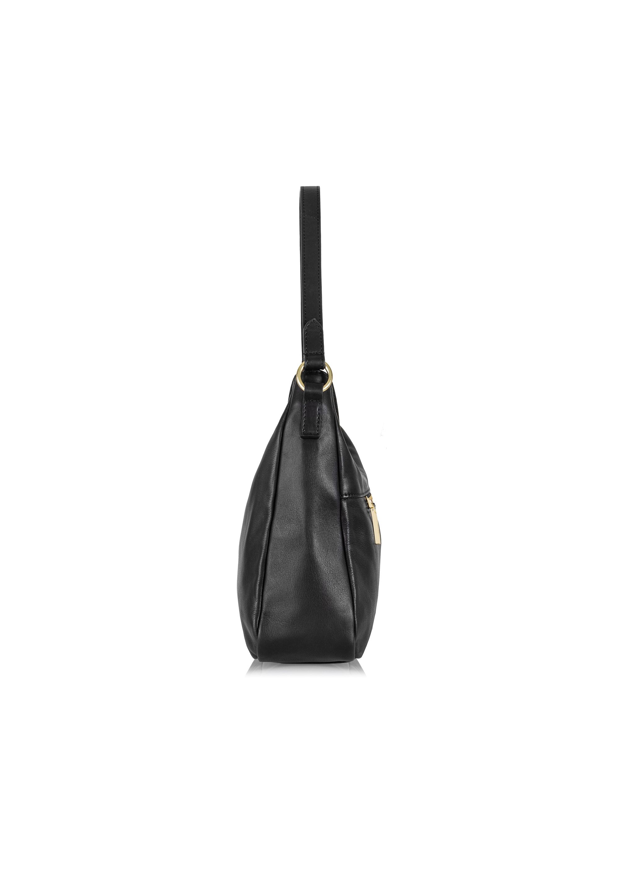 Black leather women's hobo handbag TORES-0937-99(Z24)-03