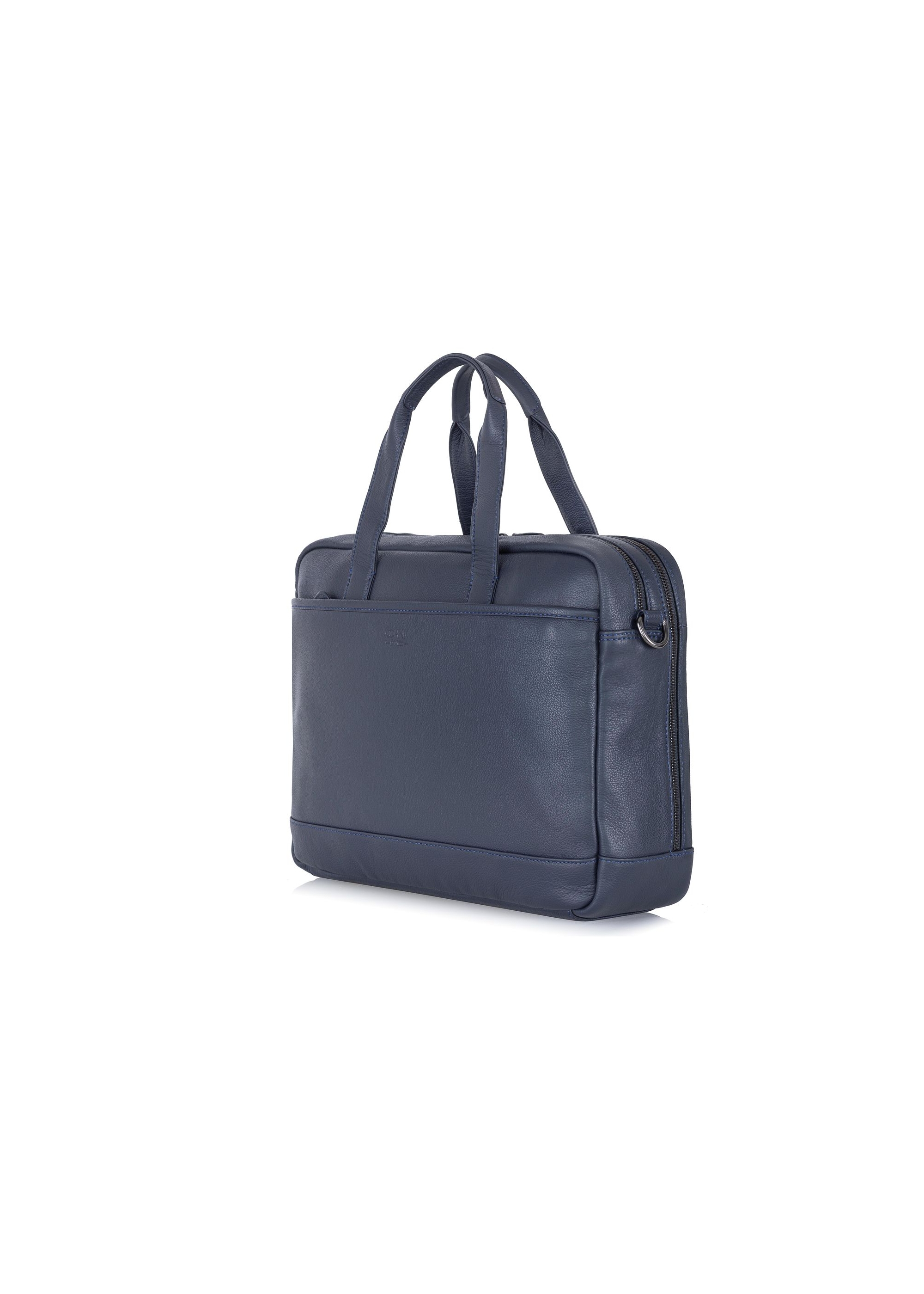 Capacious navy blue leather men's bag TORMS-0015A-69(W24)-02