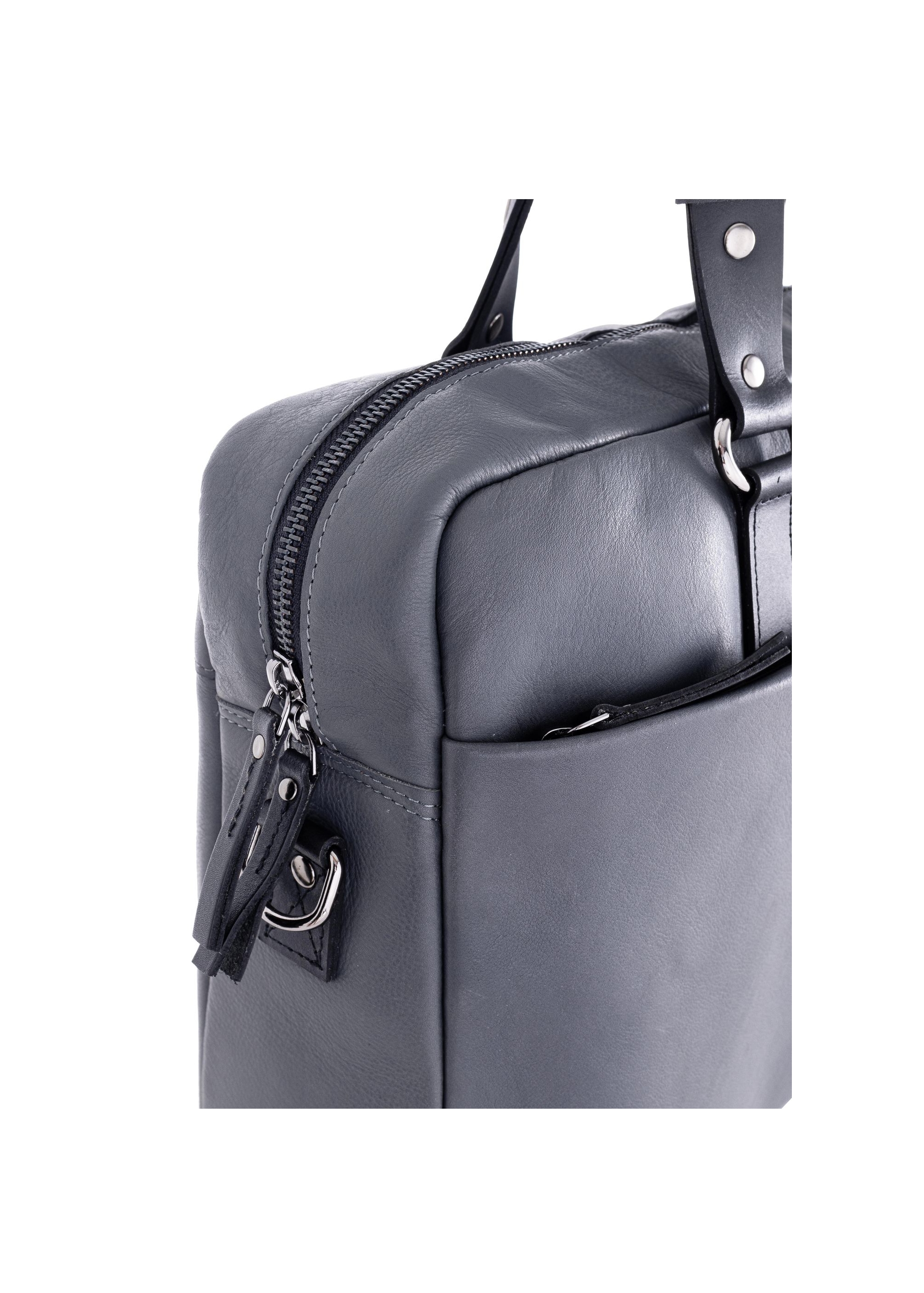 Grey men's leather business bag TORMS-0406-95(Z23)-06