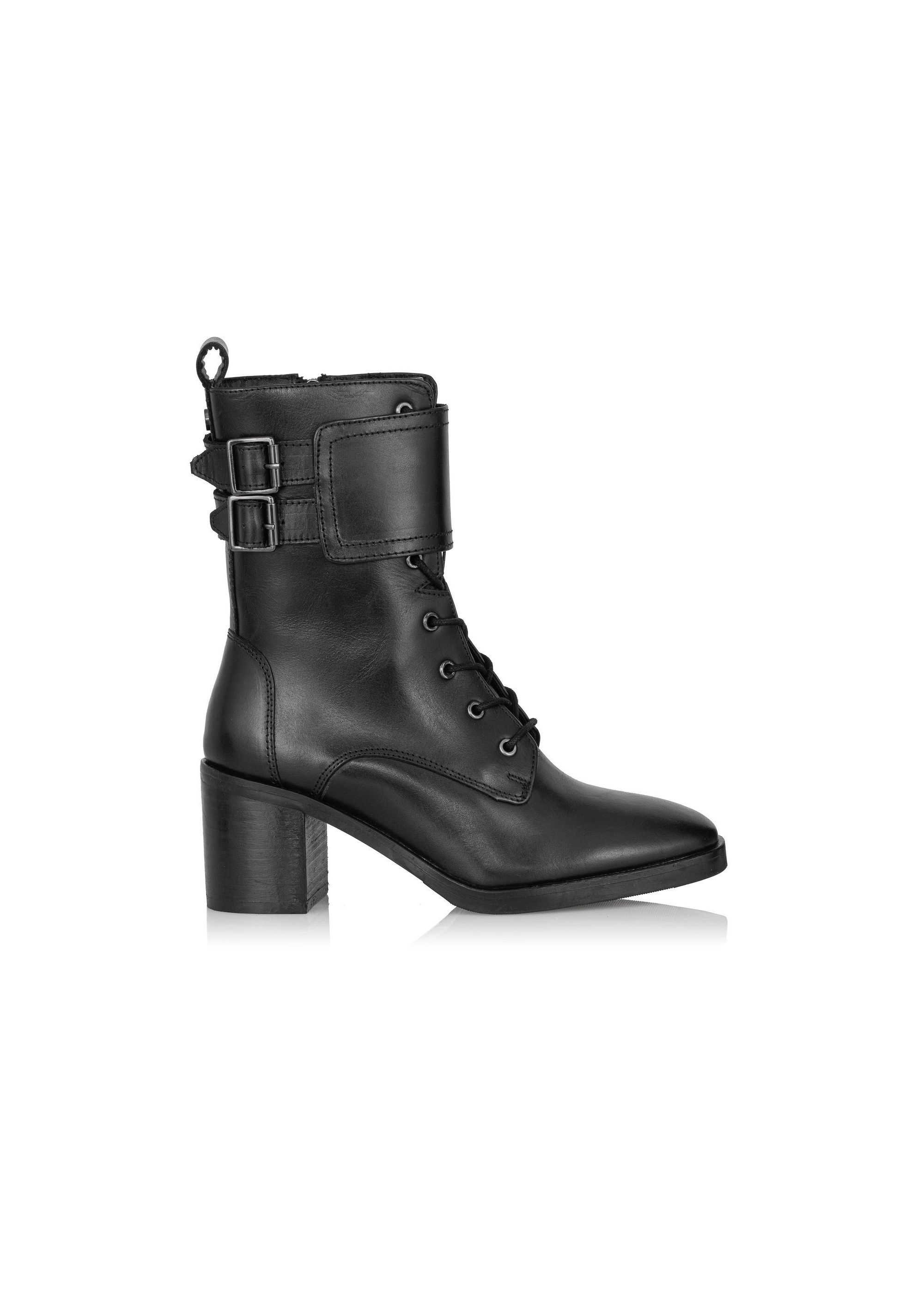 Women's black leather boots BUTYD-1028-99(Z23)-01