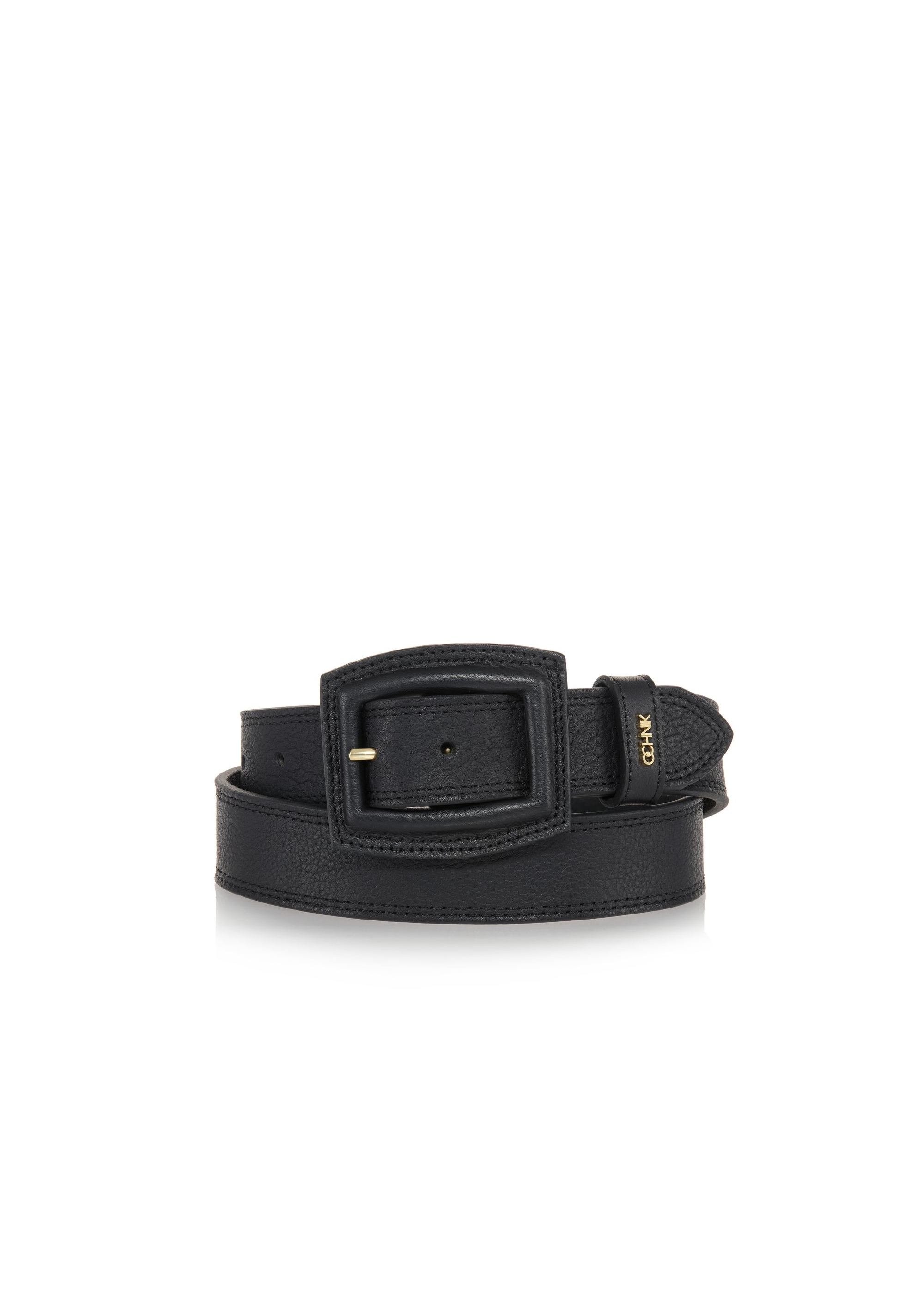 Black leather women's belt PASDS-0272-99(W23)-01