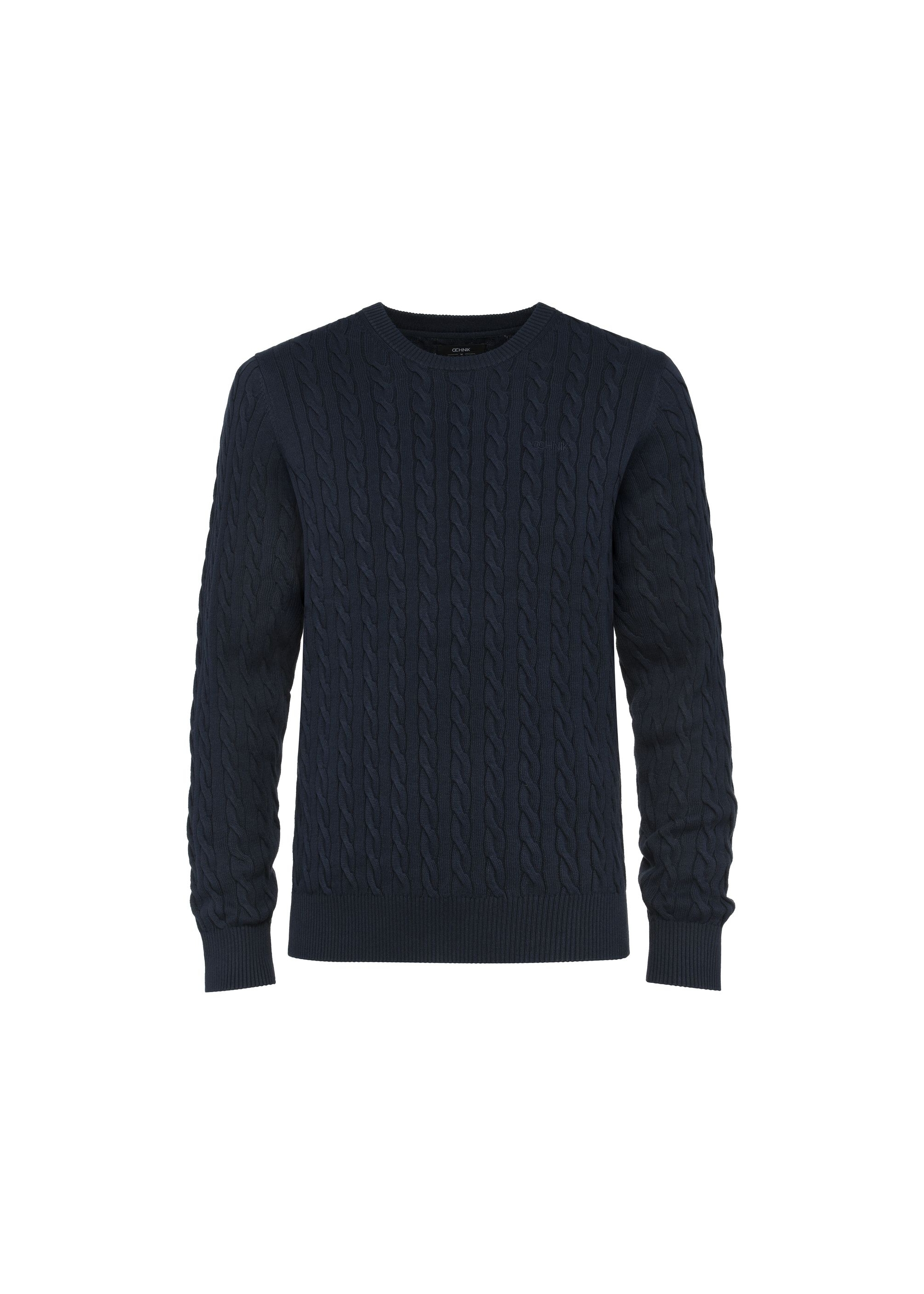 Navy blue men's cotton sweater SWEMT-0148-68(Z24)-04