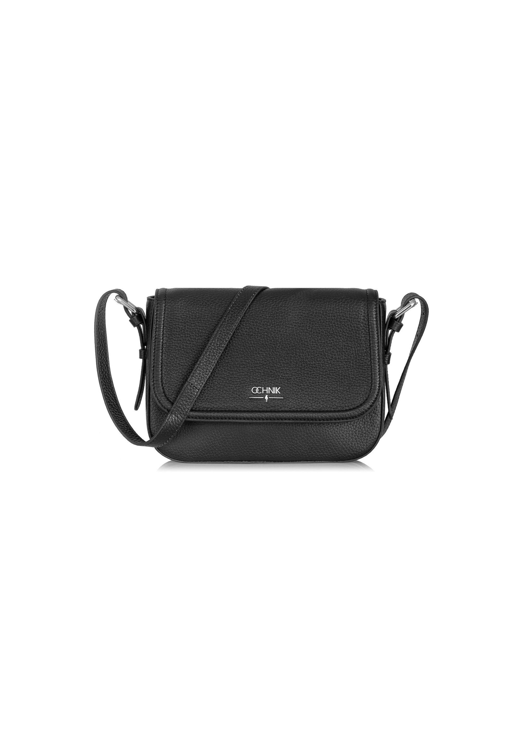 Black leather women's postbag TORES-0985-99(Z24)-01