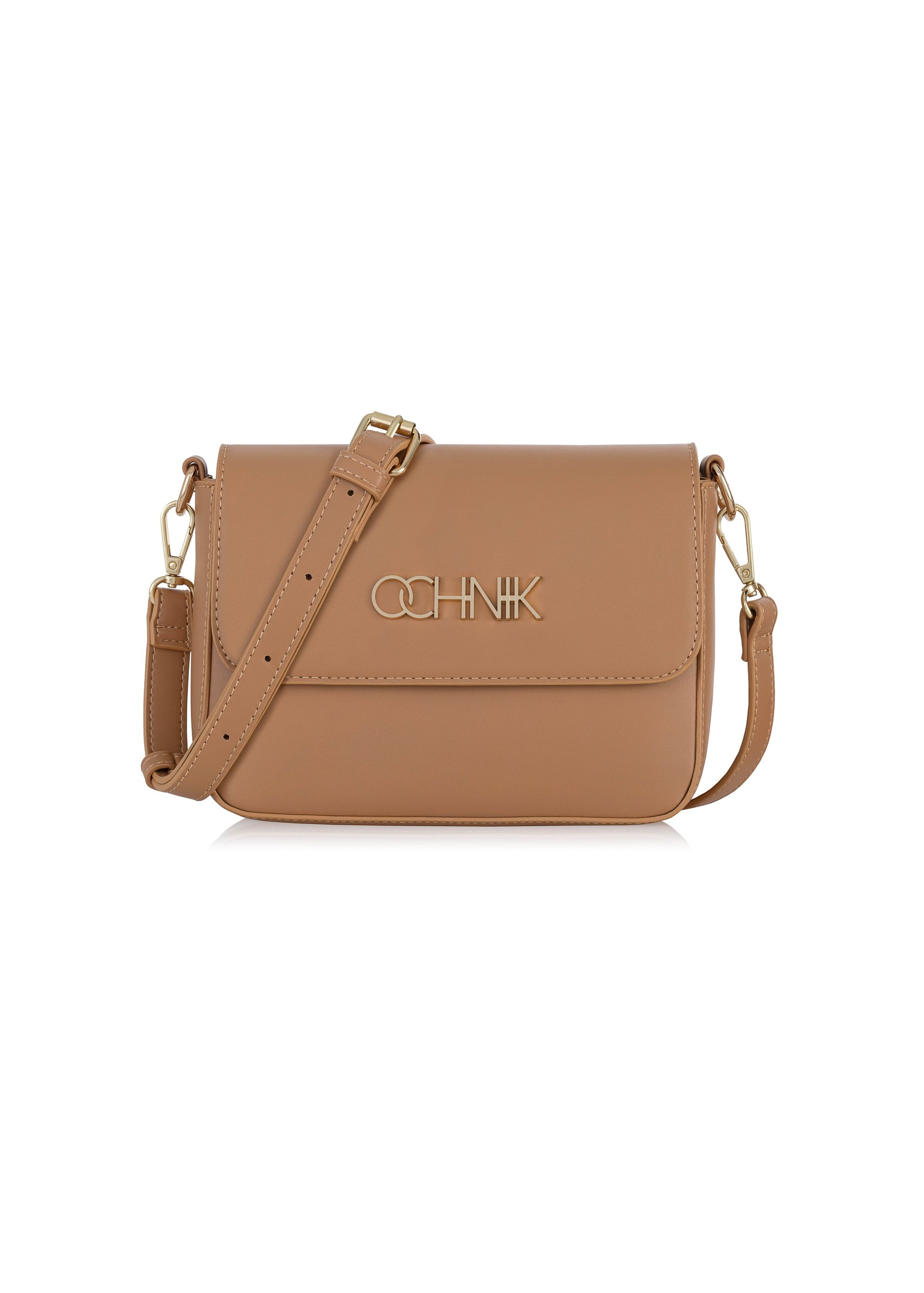 Camel-colored imitation leather postbag TOREC-0902-24(W24)-01