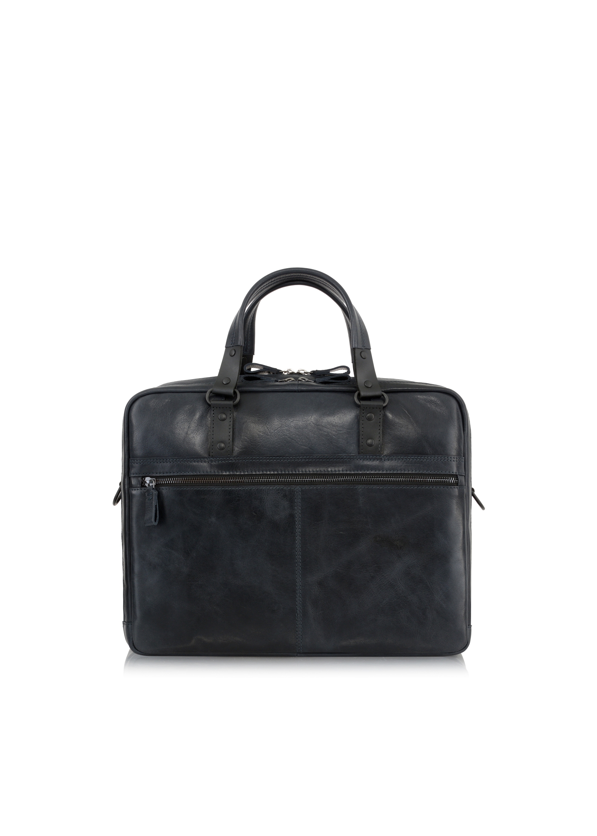 Men's navy blue leather bag TORMS-0100-69(W23)-04