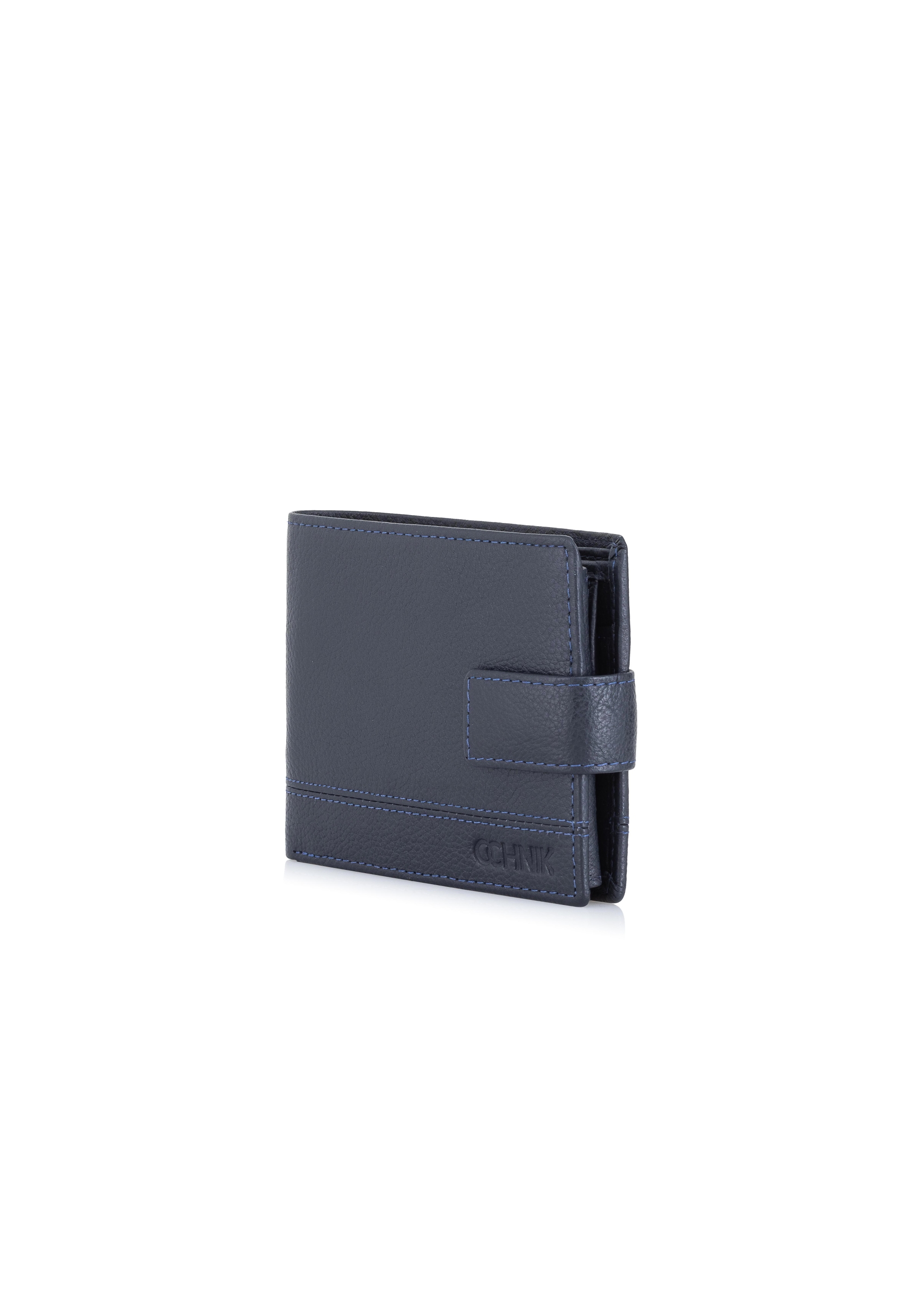 Men's navy blue leather wallet PORMS-0011-69(W24)-06