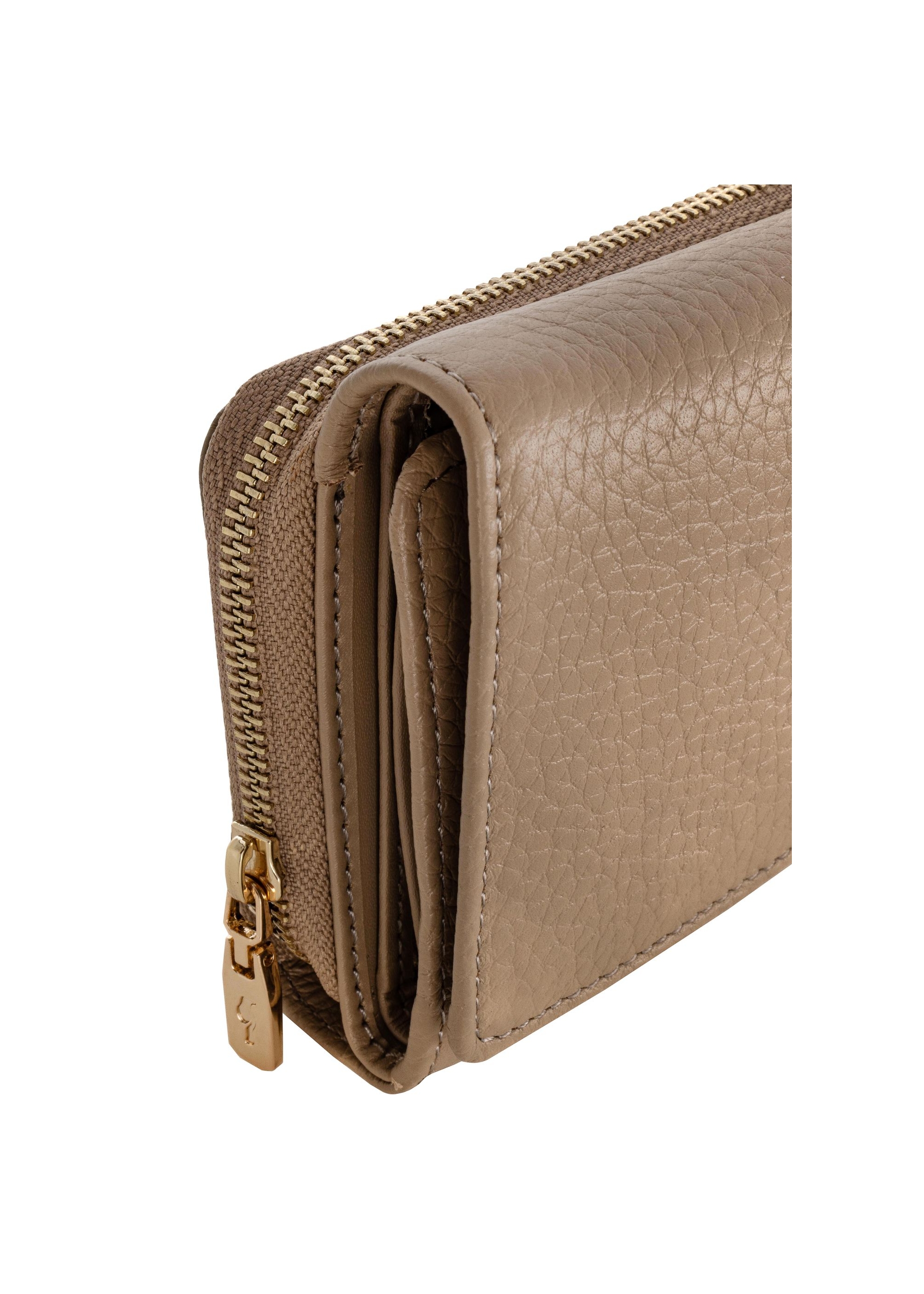 Large beige leather women's wallet PORES-0801B-80(W24)-07