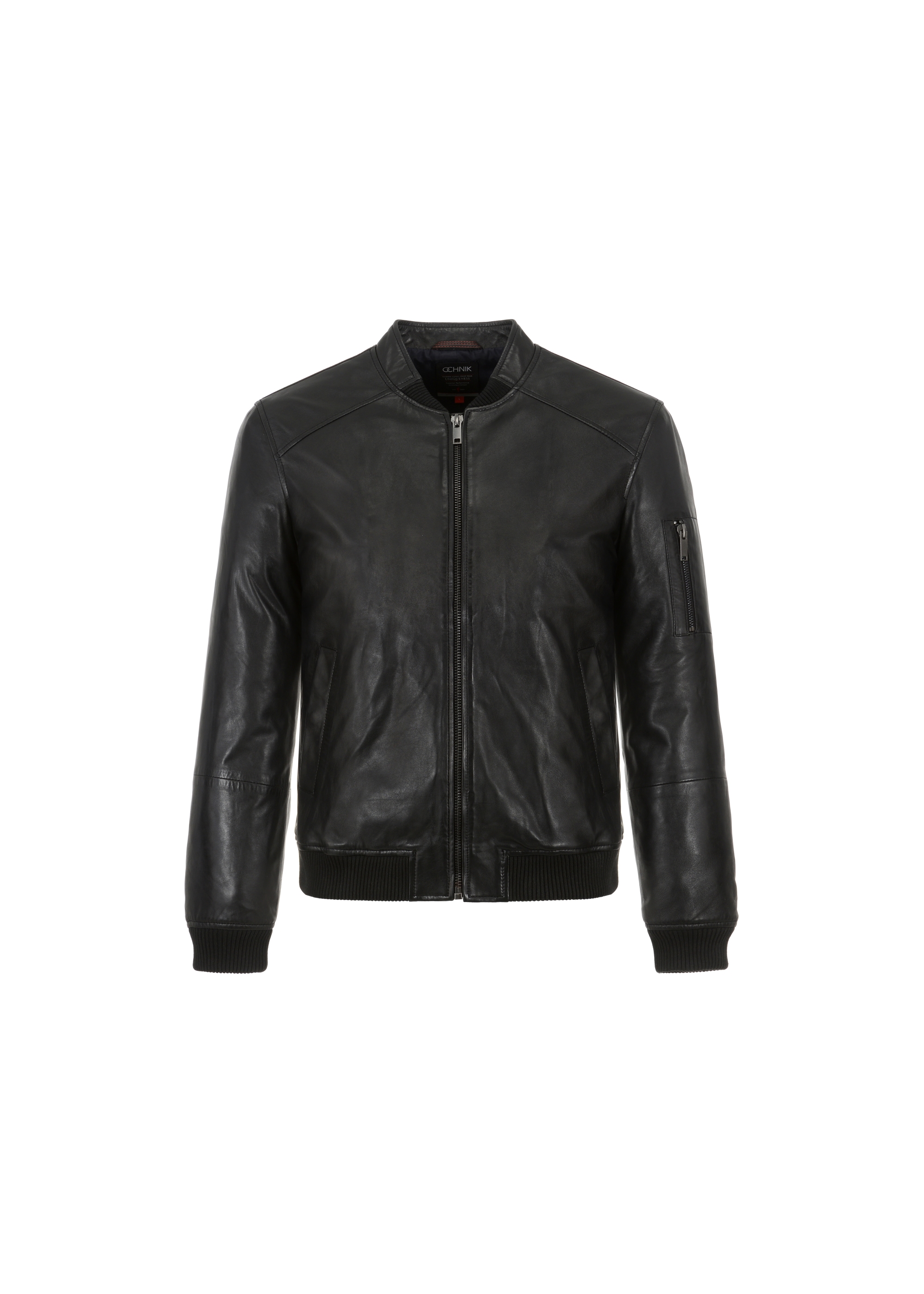 Men's leather jacket with stand-up collar KURMS-0291-1315(W23)-04