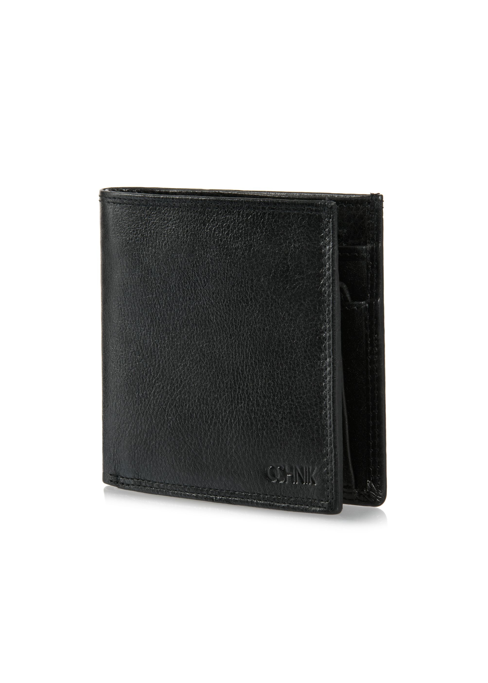 Unbuttoned black leather men's wallet PORMS-0551-99(W24)-03