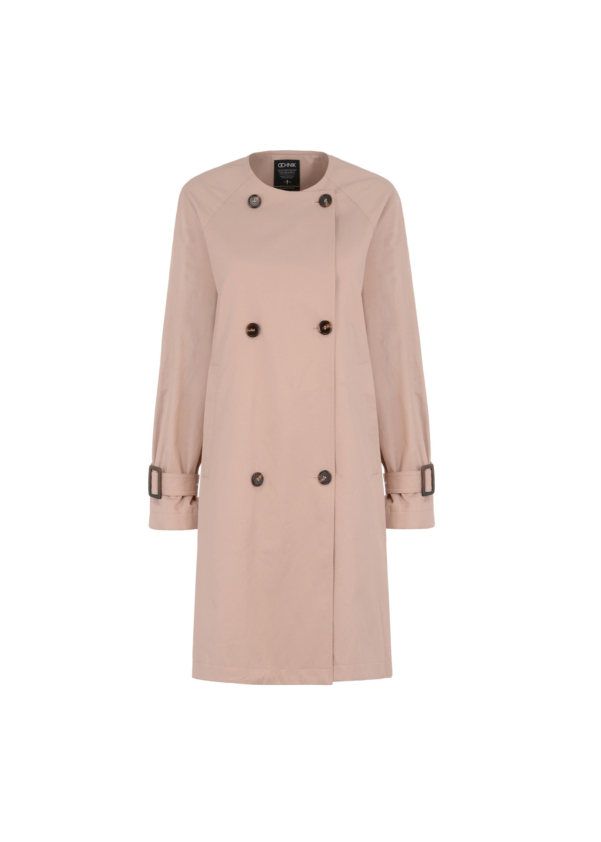 Ladies' double-breasted pink coat KURDT-0427-34(W23)-05