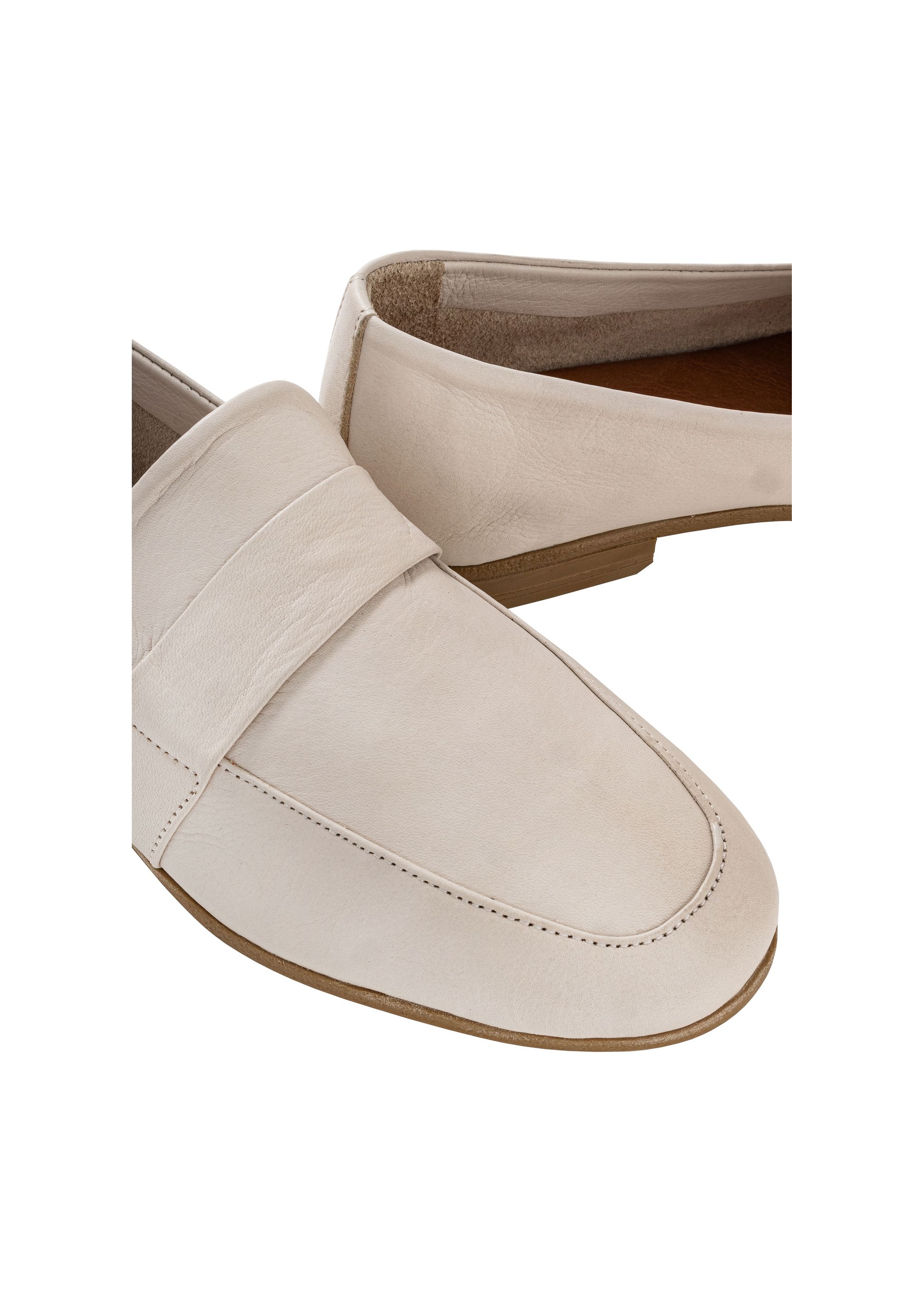 Women's cream leather moccasins BUTYD-1074-12(W24)-06