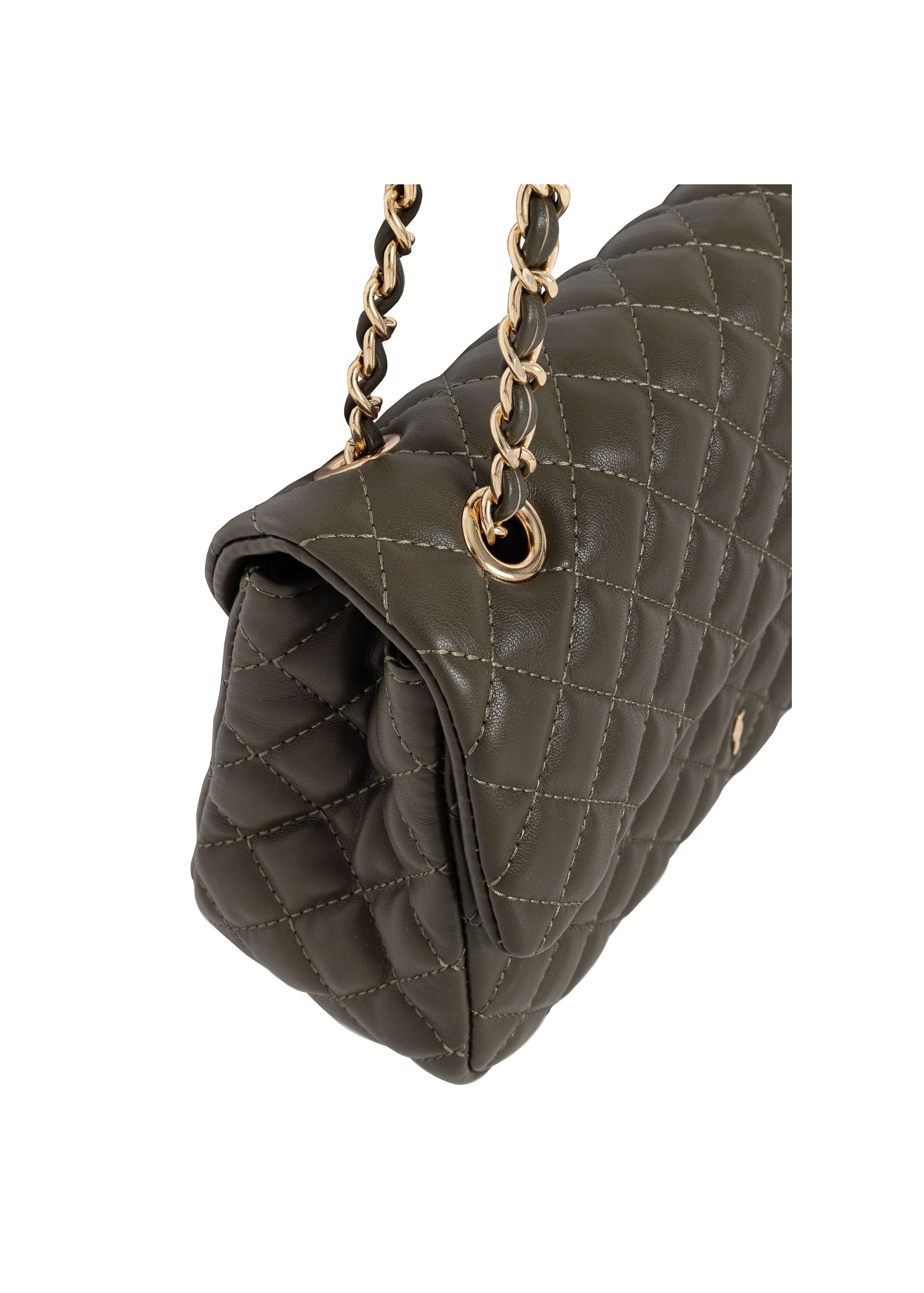 Quilted khaki bag on chain TOREC-0443D-55(W25)-06