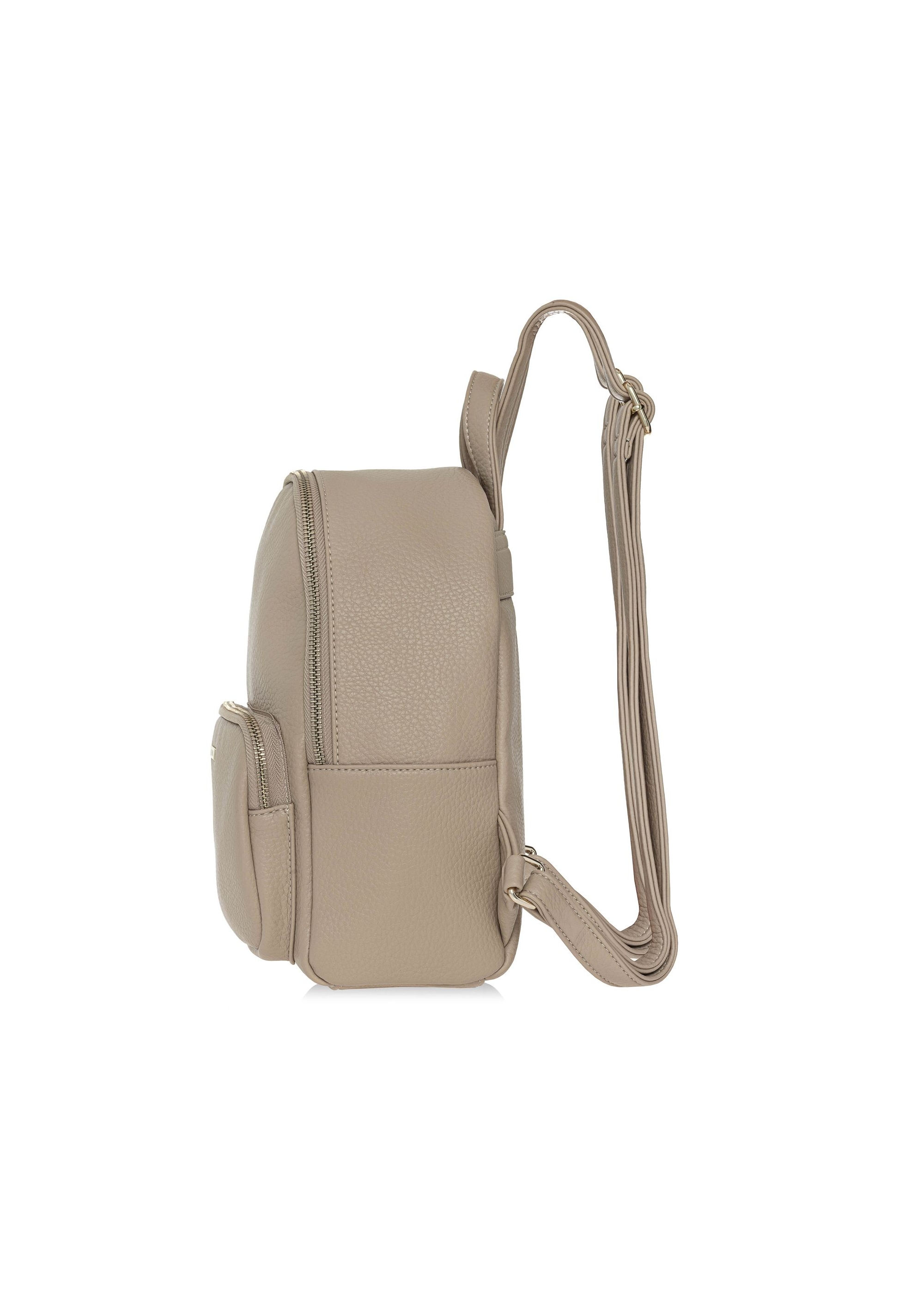 Beige women's backpack made of imitation leather TOREC-1014-81(W25)-03