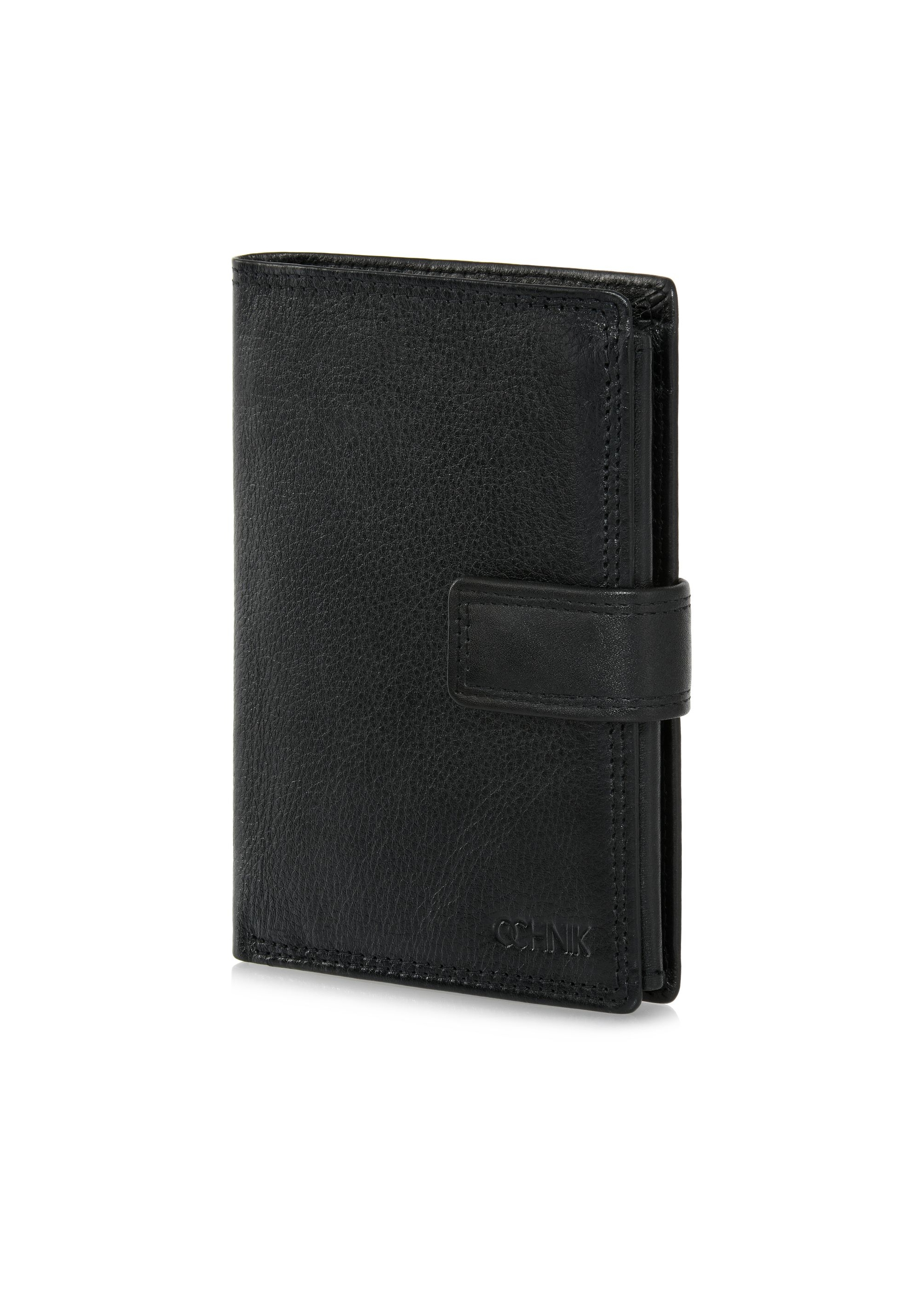 Men's black leather clasp wallet PORMS-0605-99(W24)-06