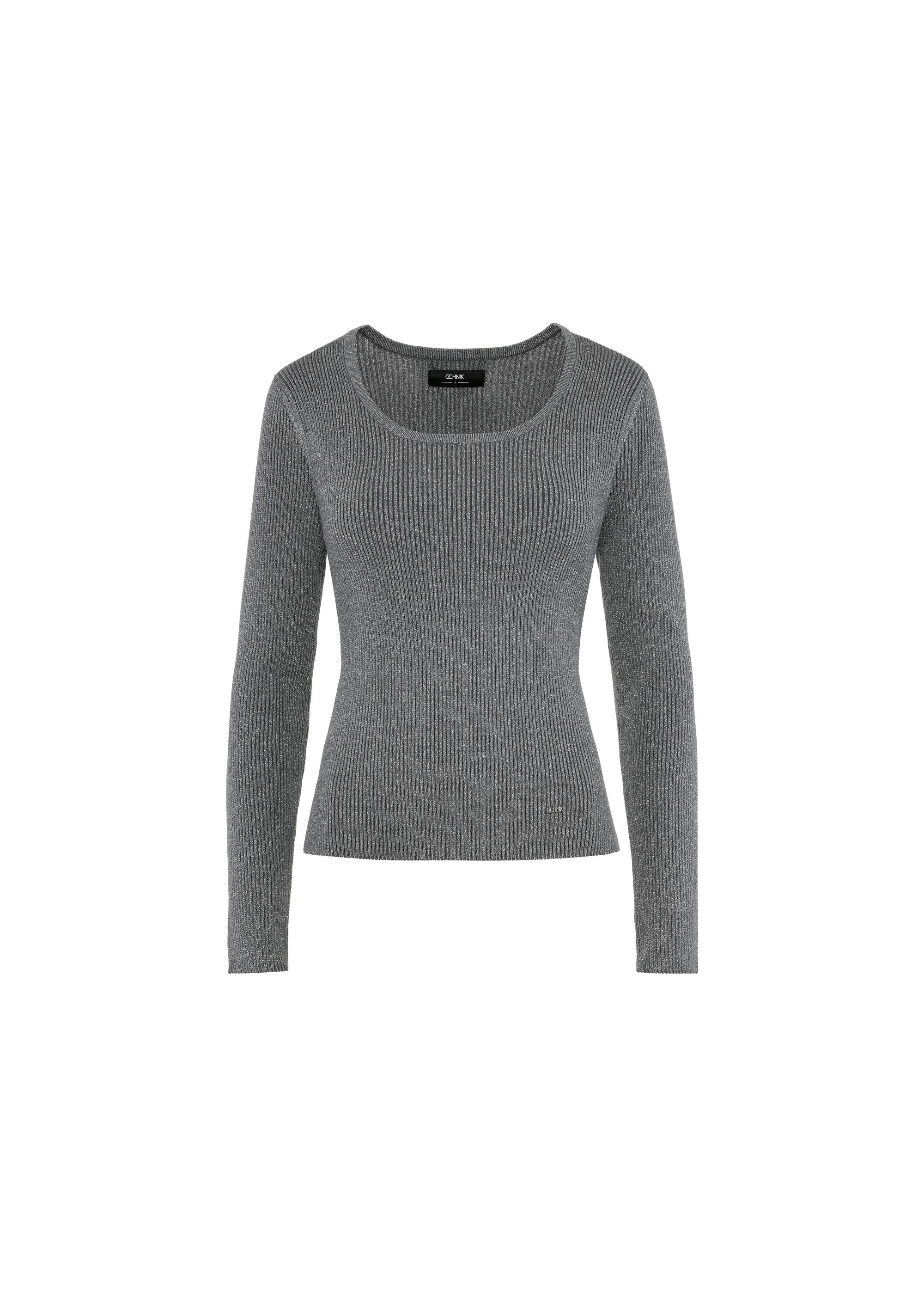 Gray shiny women's sweater SWEDT-0217-96(Z24)-01