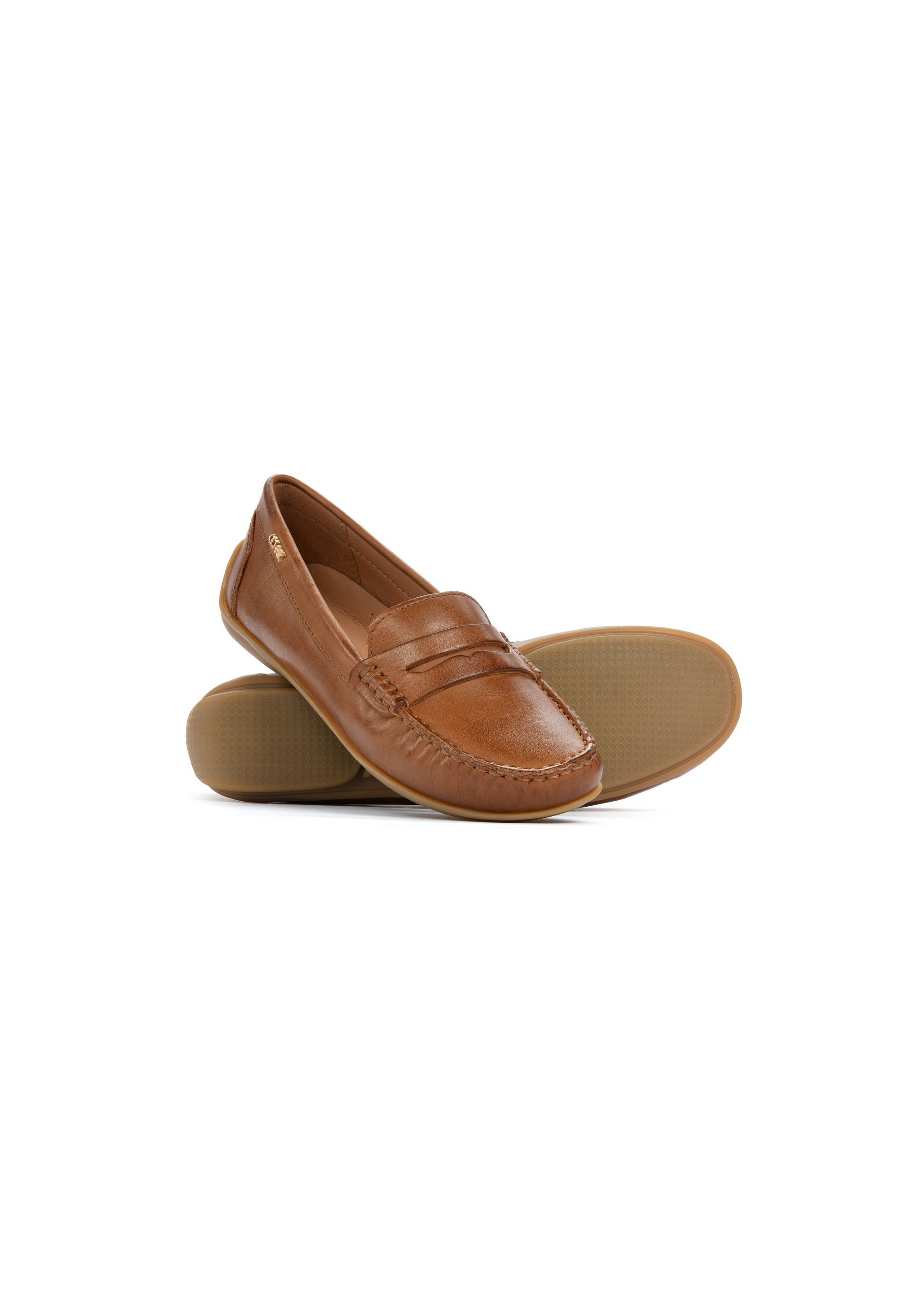 Brown leather women's loafers BUTYD-1054A-24(W25)-06