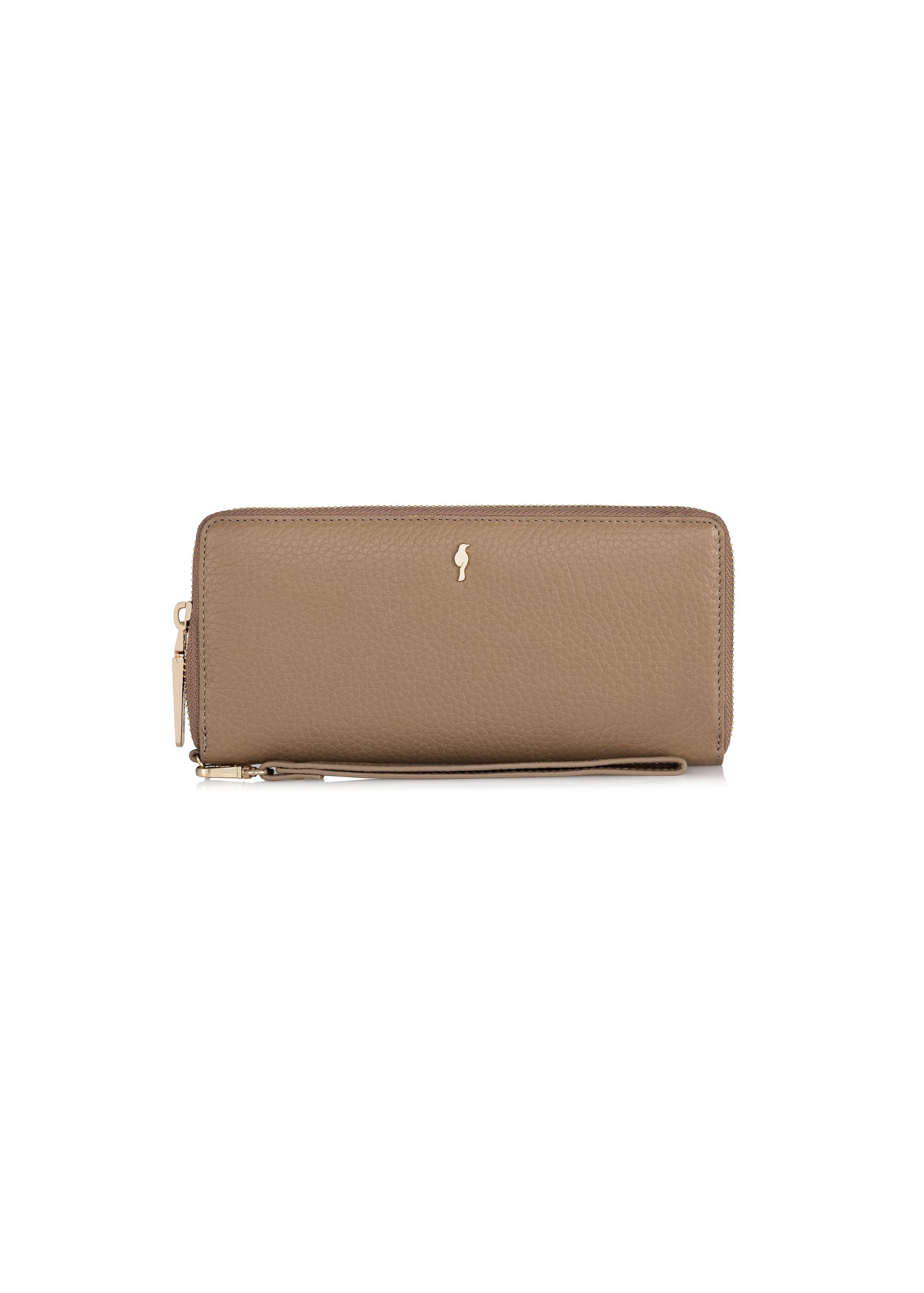 Beige leather women's belt wallet PORES-0892-81(Z23)-01