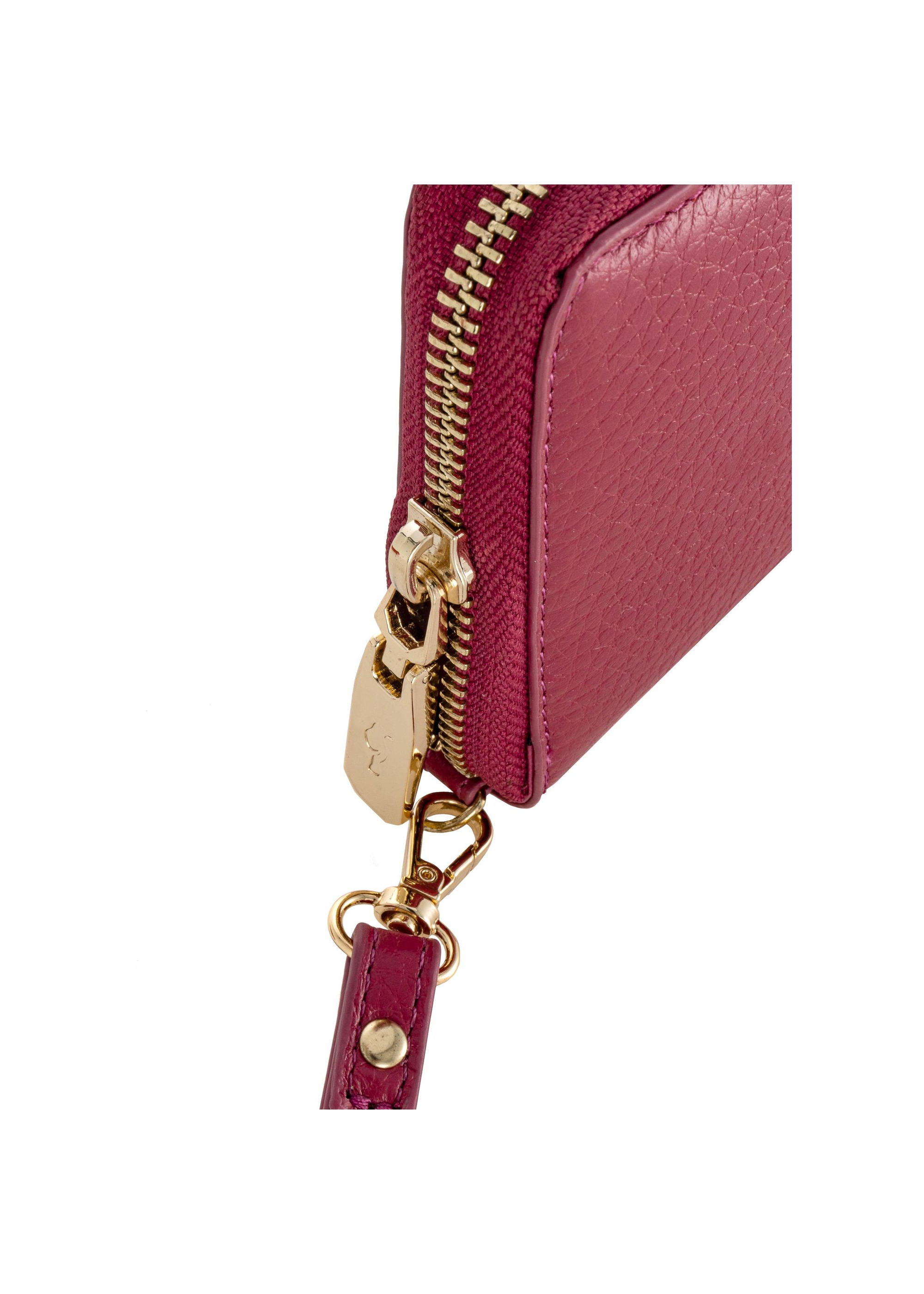 Pink leather women's belt wallet PORES-0892-34(W24)-07