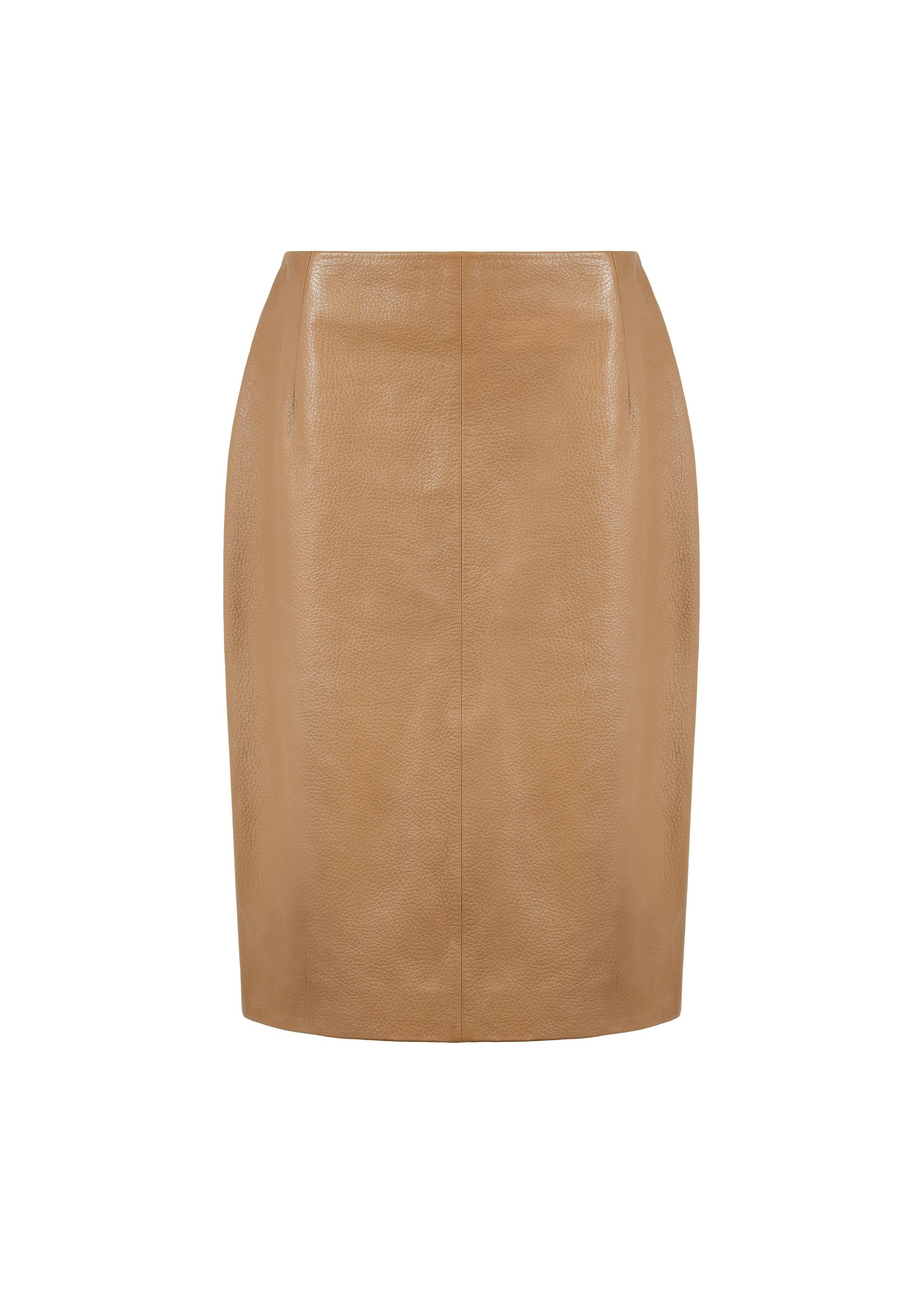 Leather skirt in dark beige color SPCDS-0031-1670(Z24)-03