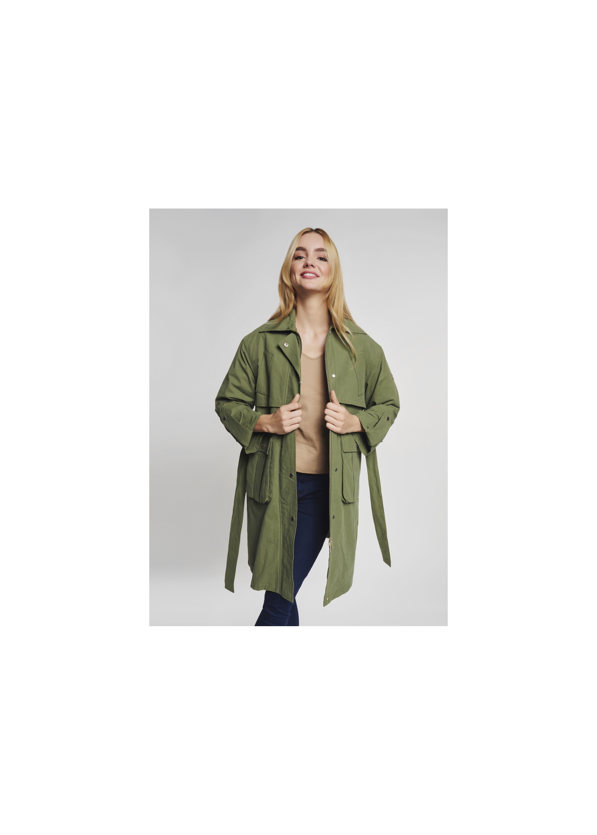 Women's olive parka for autumn KURDT-0234-57(Z21)-10