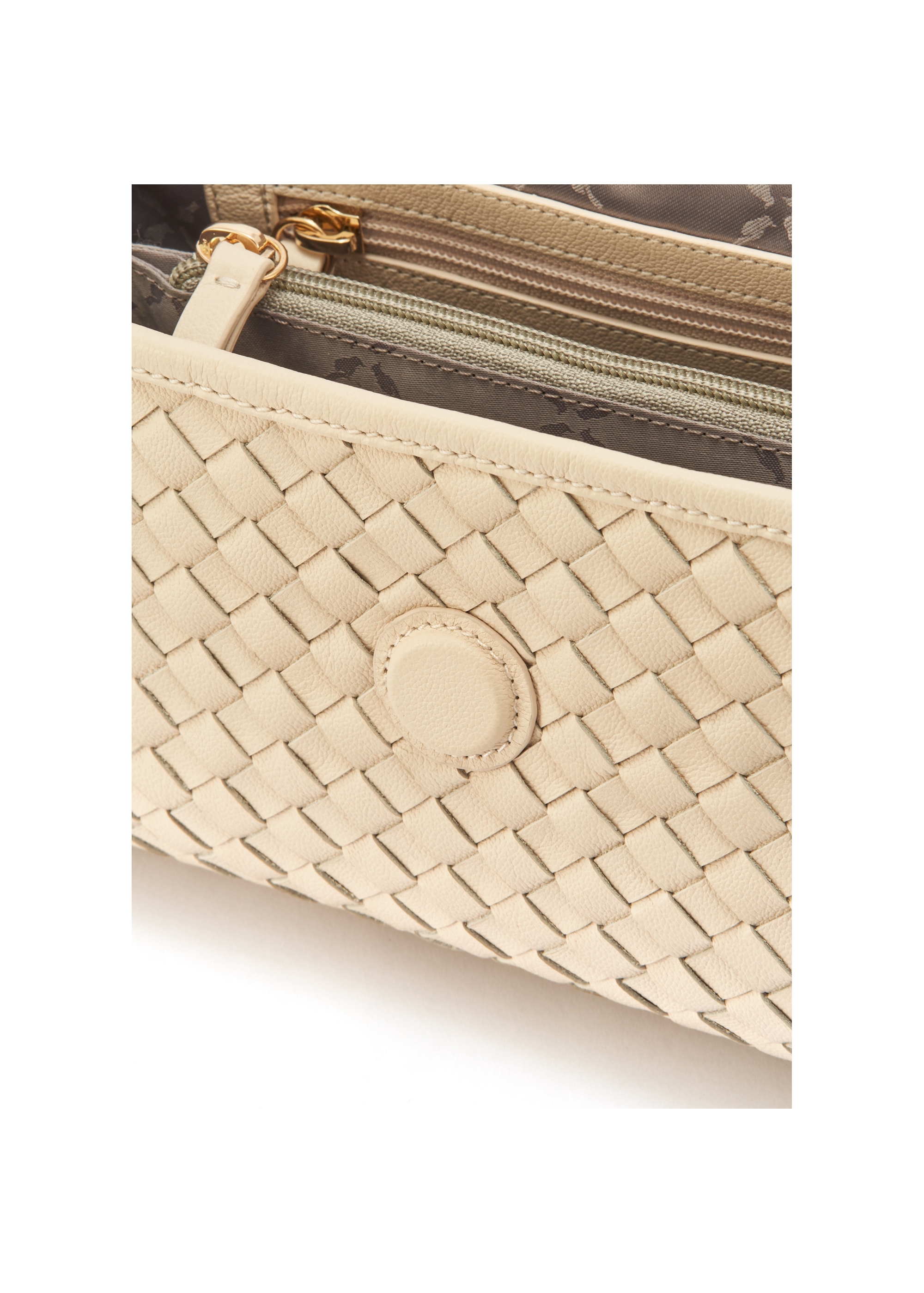 Cream small woven leather handbag TORES-1108-12(W25)-06