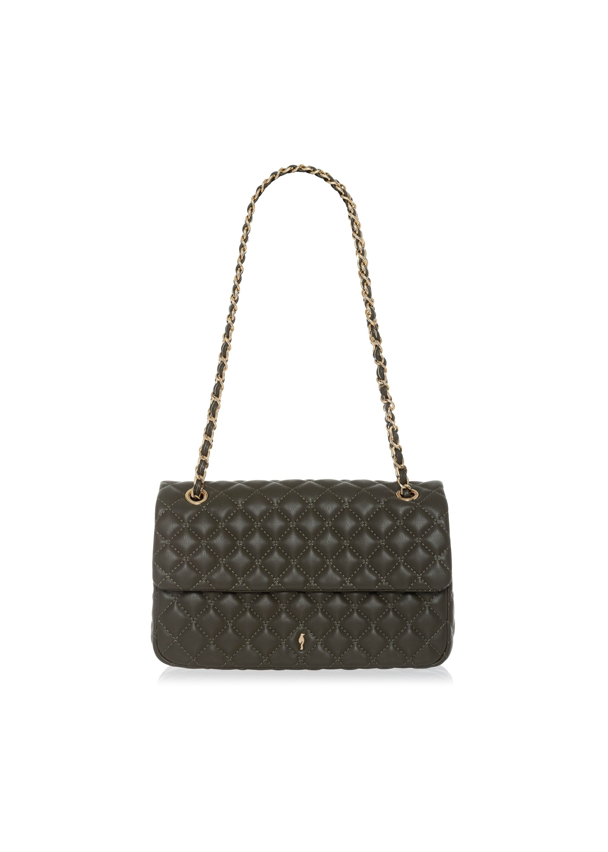 Quilted khaki bag on chain TOREC-0443D-55(W25)-01