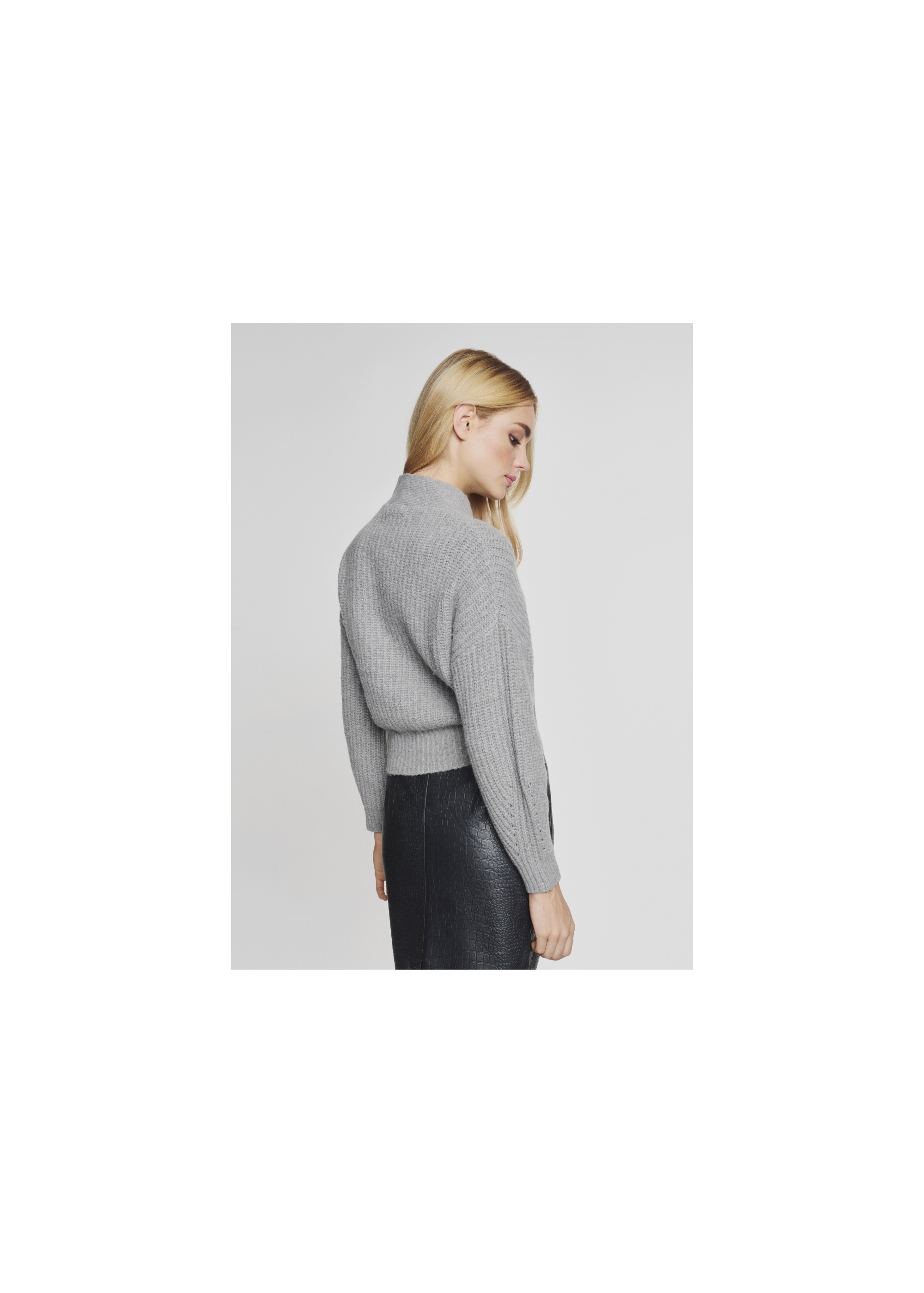 Grey tied sweater for women SWEDT-0147-91(Z21)-03