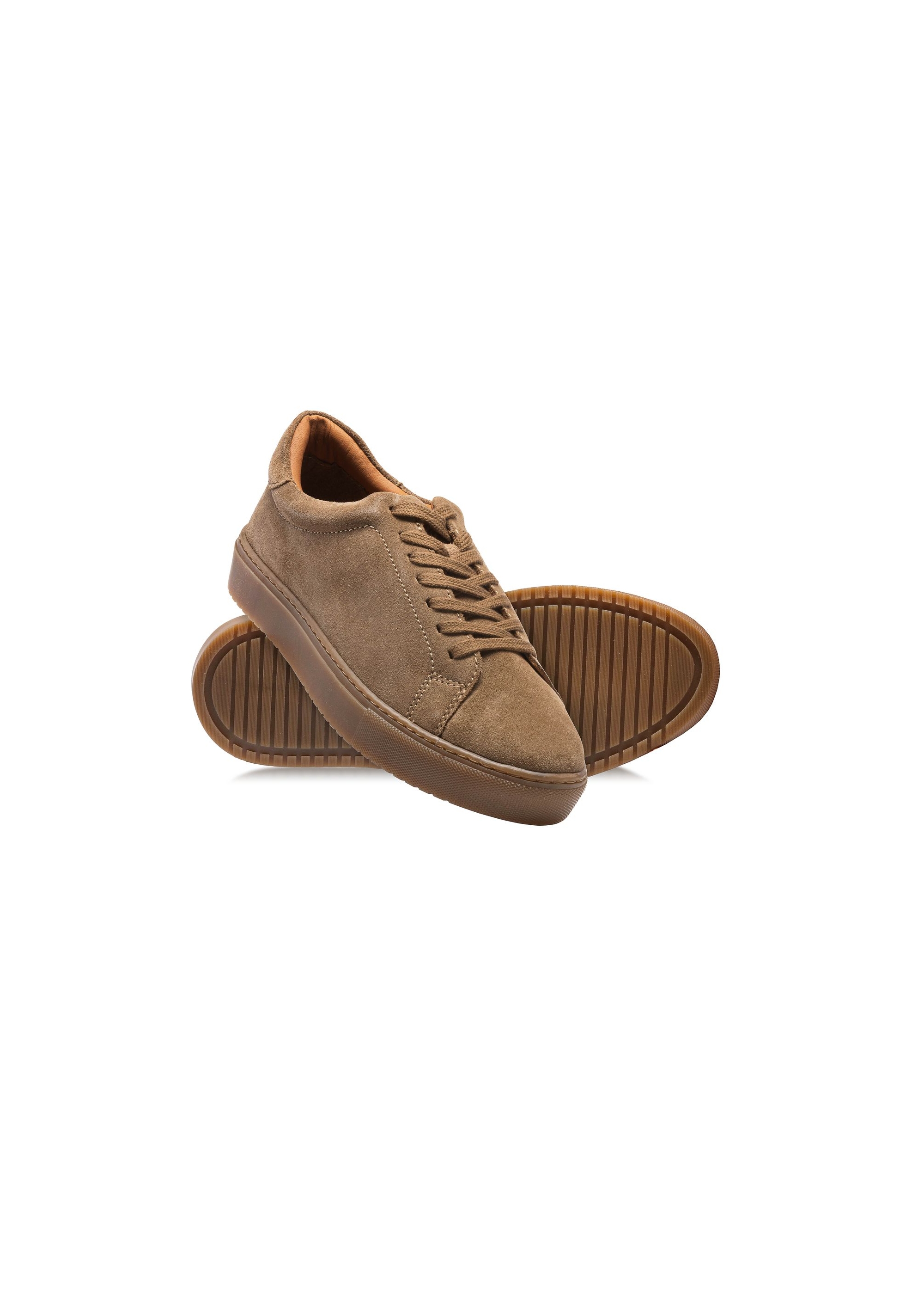 Dark beige leather sports shoes BUTYM-0503-82(W25)-05