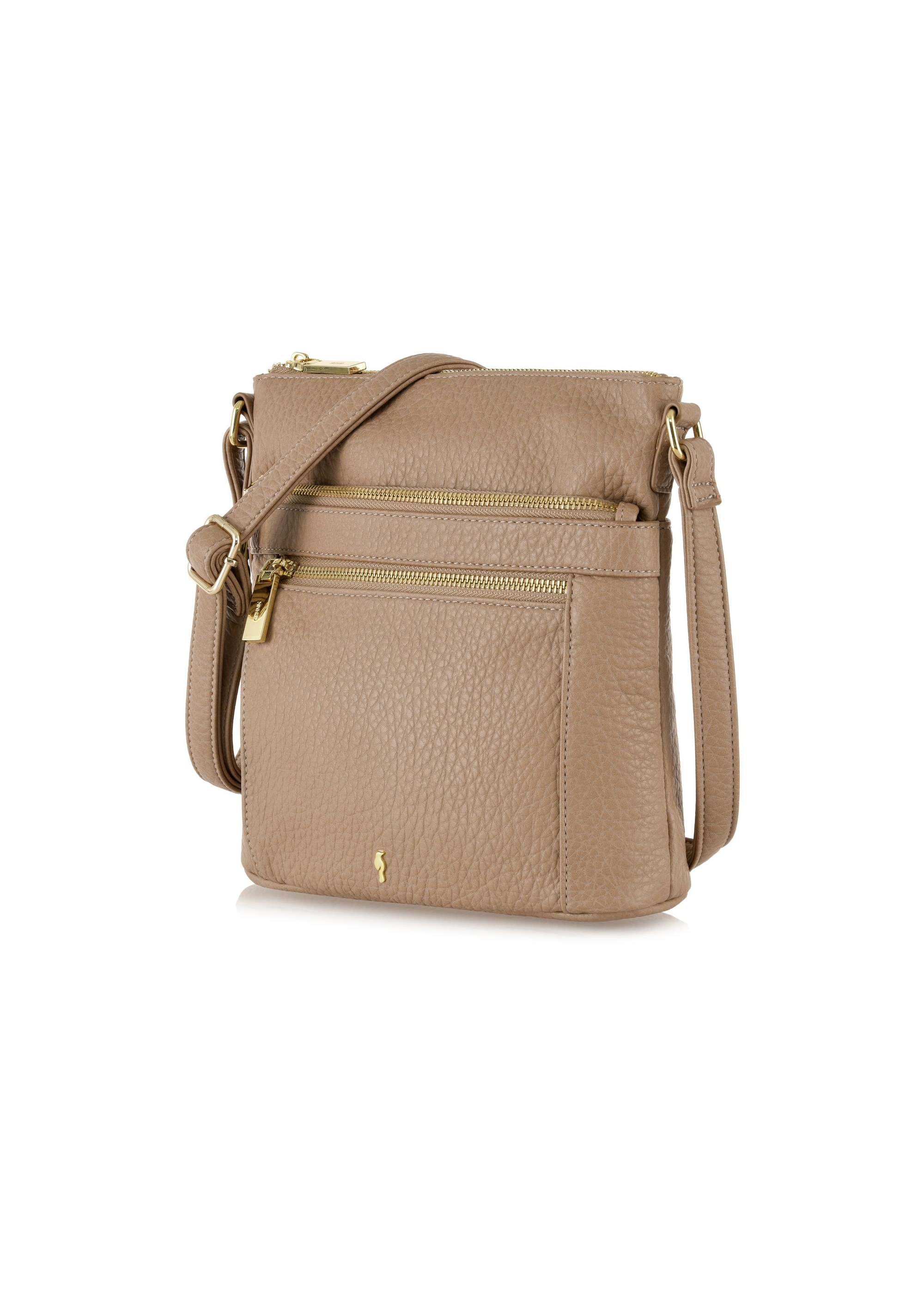 Beige women's handbag with zippers TOREC-0847A-81(Z24)-02