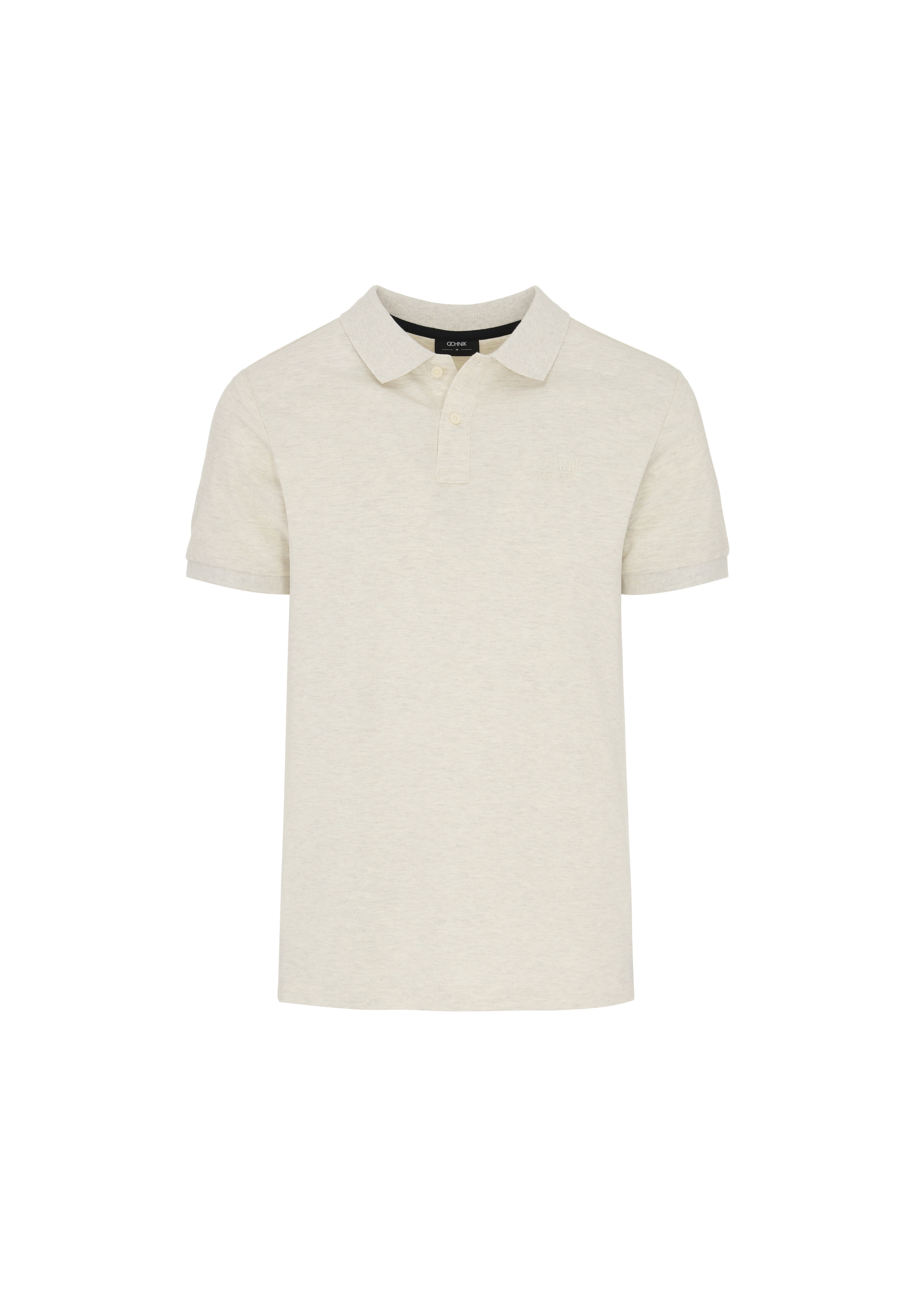 Cream men's polo shirt POLMT-0070-11(W24)-03