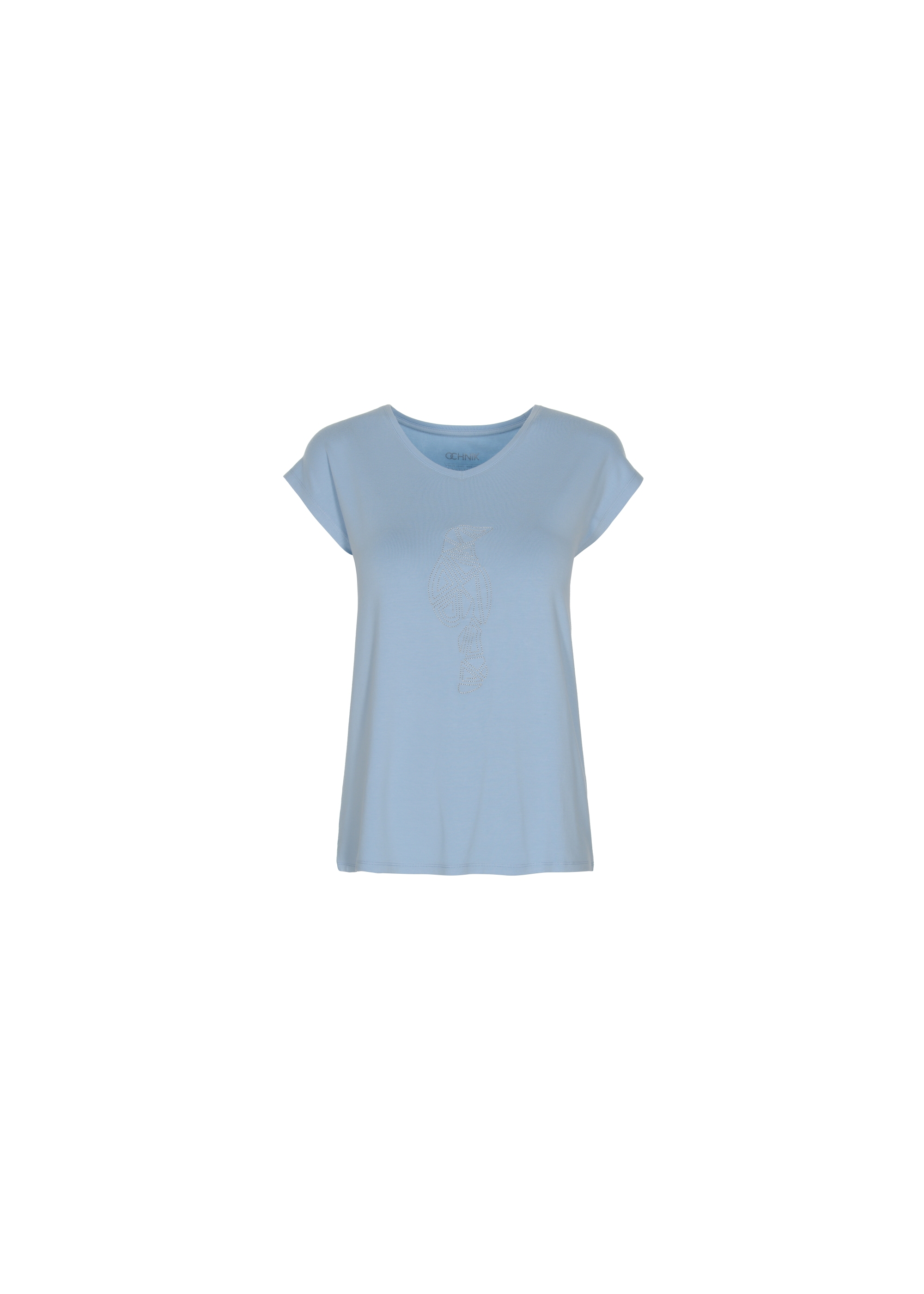 Light blue Women's T-shirt with applique TSHDT-0066-62(W22)-03