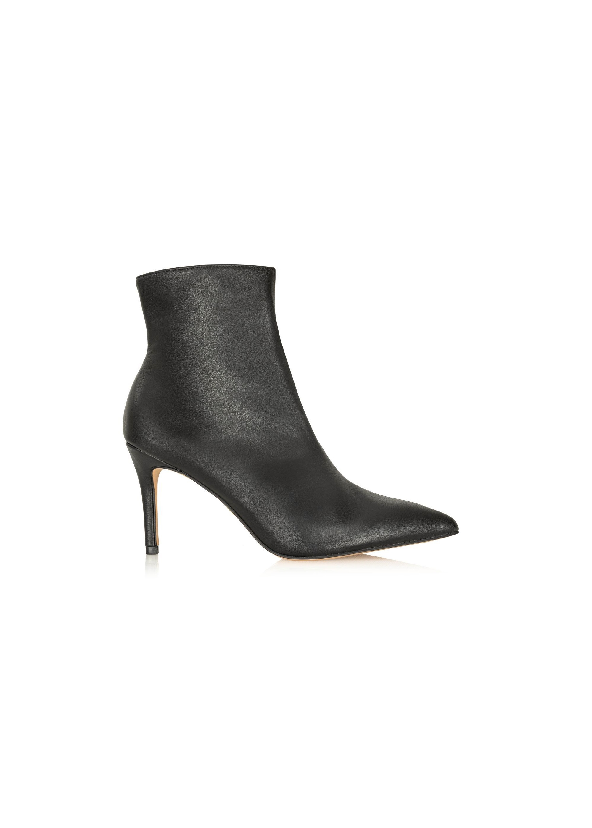 Black leather ankle boots with high heel BUTYD-1122-99(Z24)