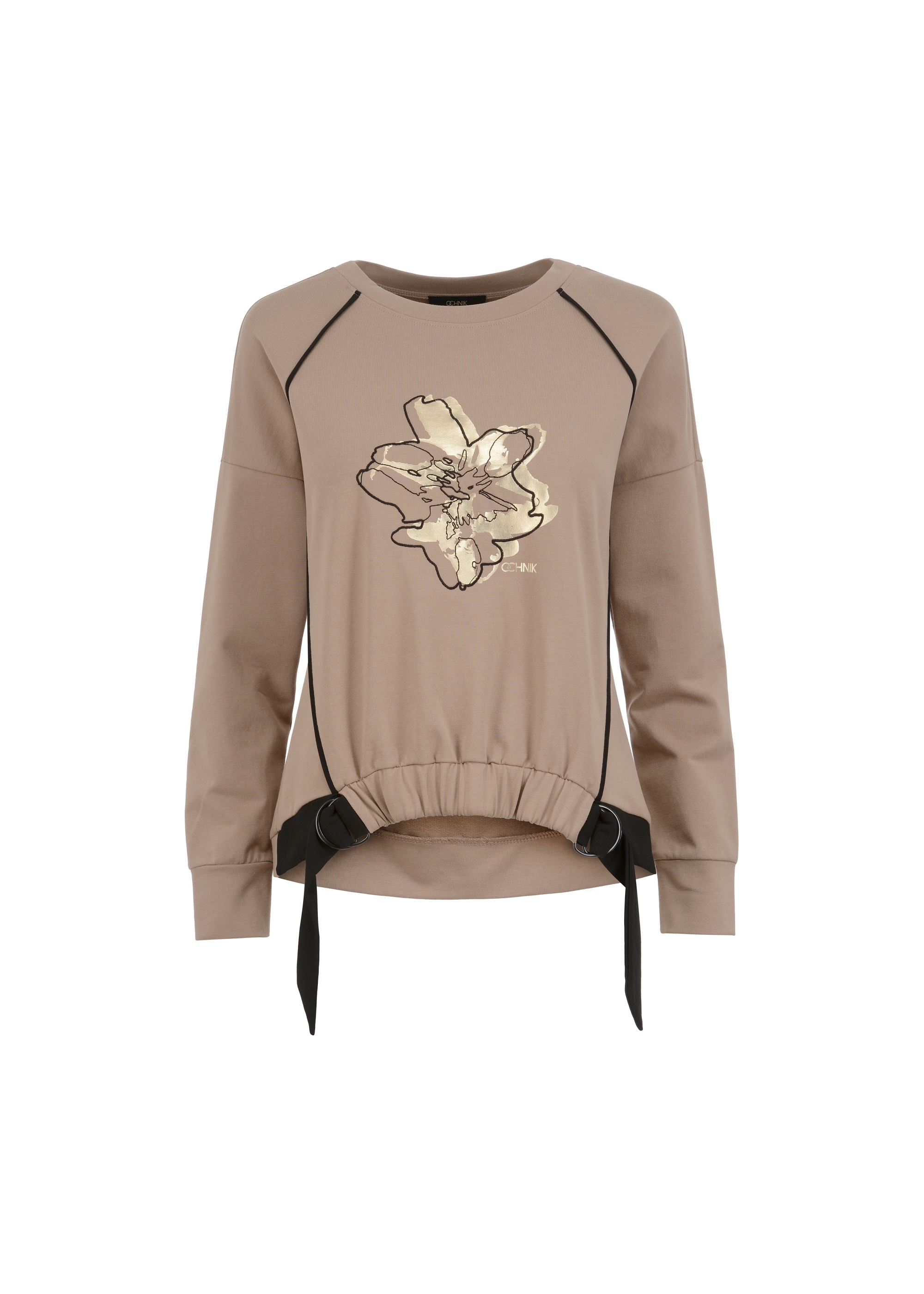 Beige printed women's sweatshirt BLZDT-0083-24(W23)-05