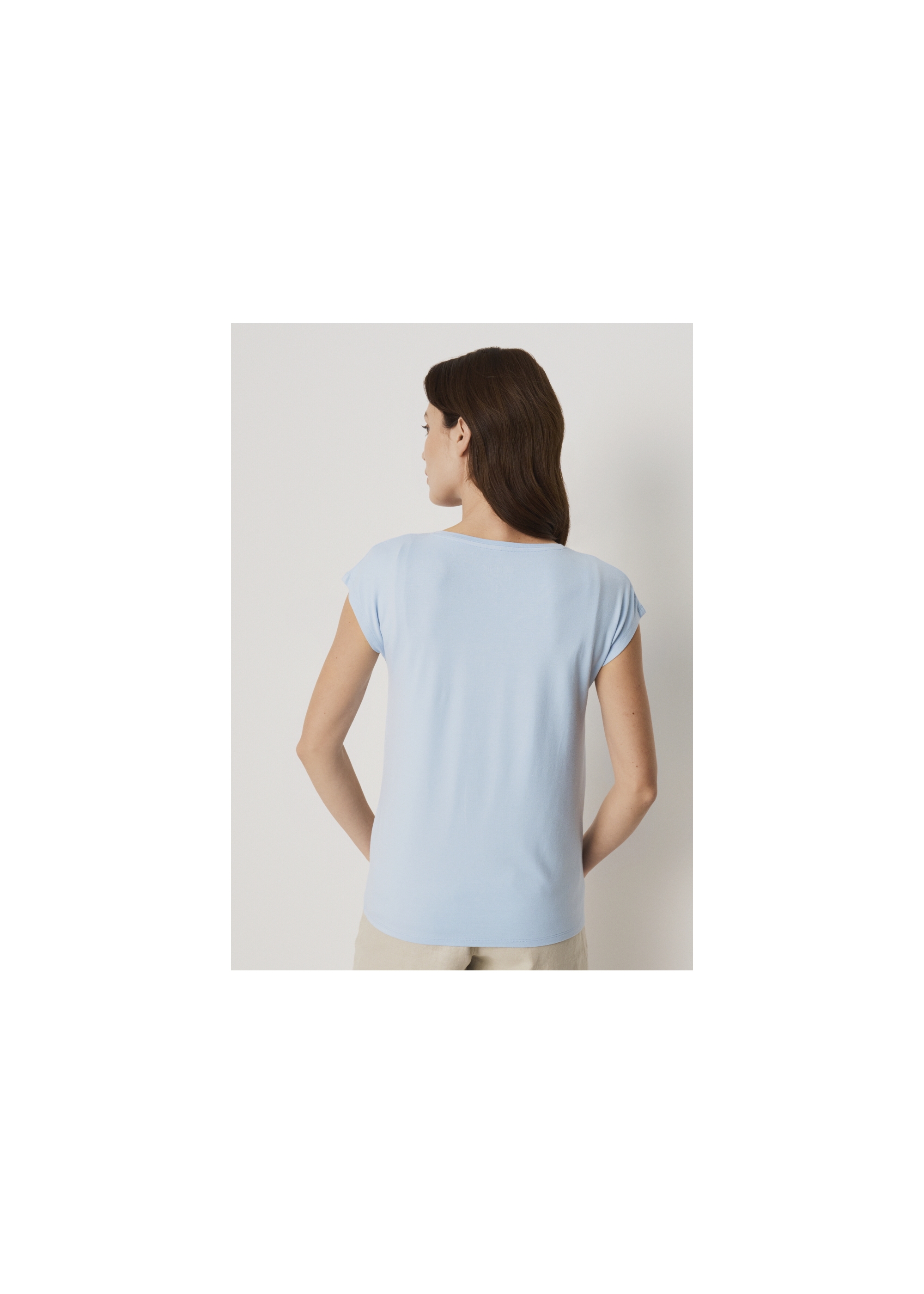 Light blue Women's T-shirt with applique TSHDT-0066-62(W22)-06