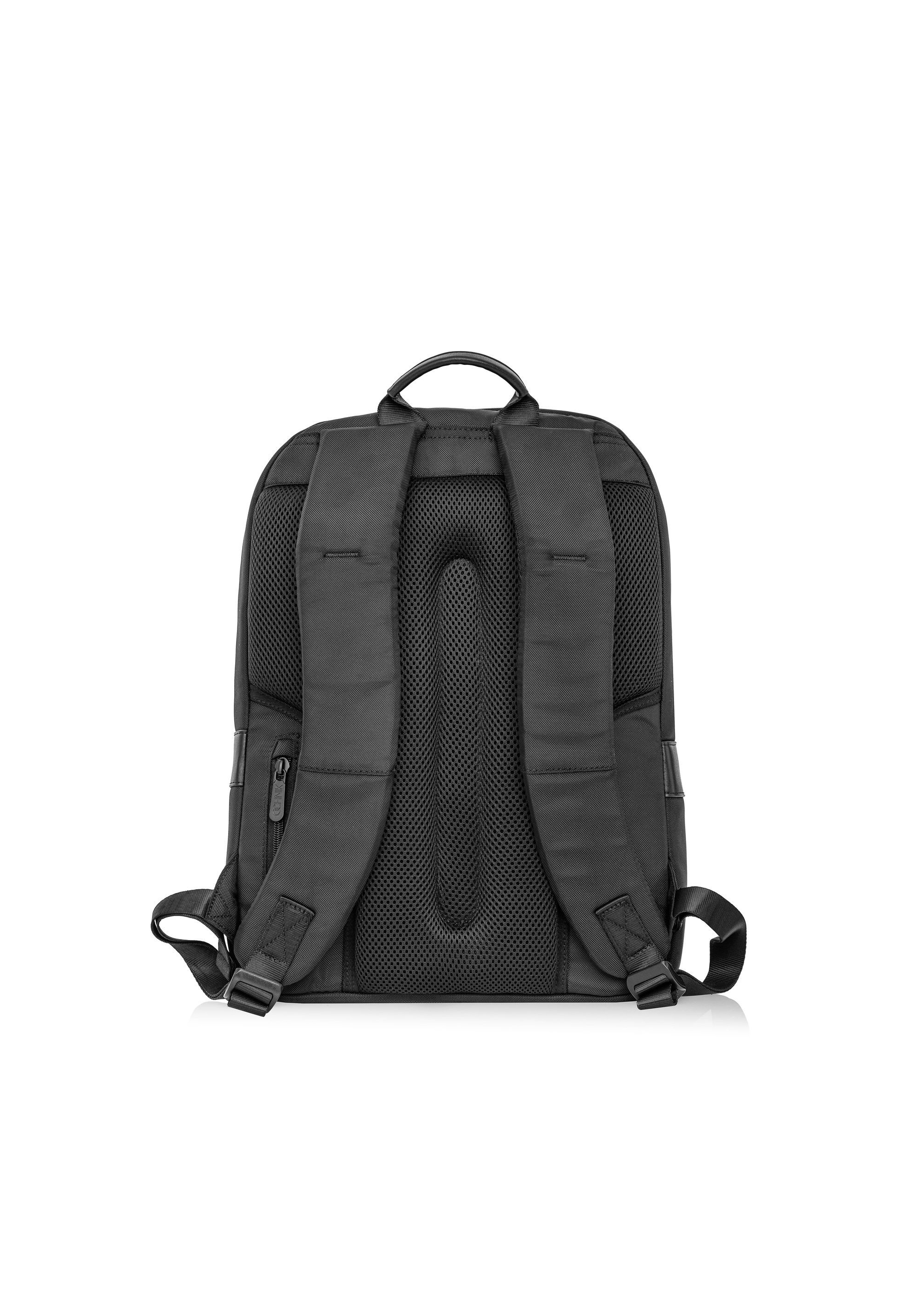 Black two-compartment men's backpack with logo PLCMN-0001C-99(Z24)-04