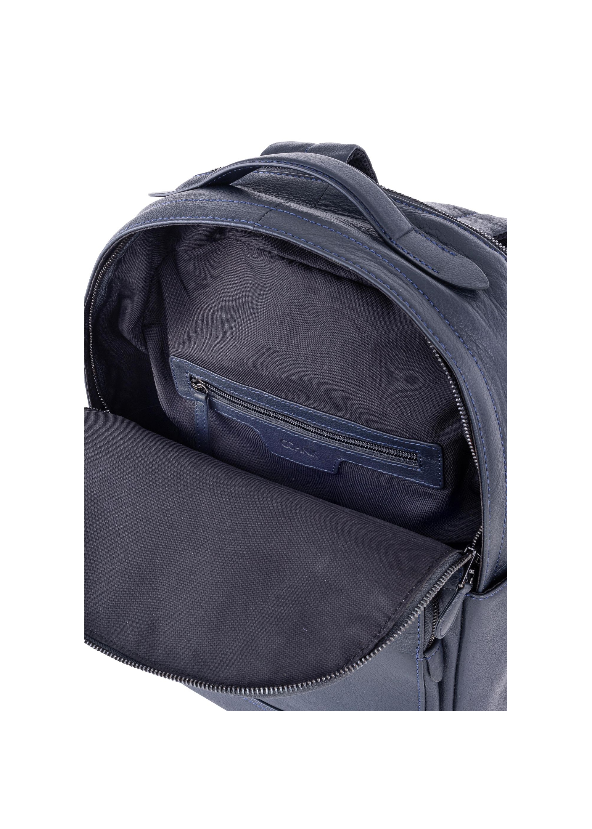 Navy blue leather men's backpack PLCMS-0018-69(W24)-05