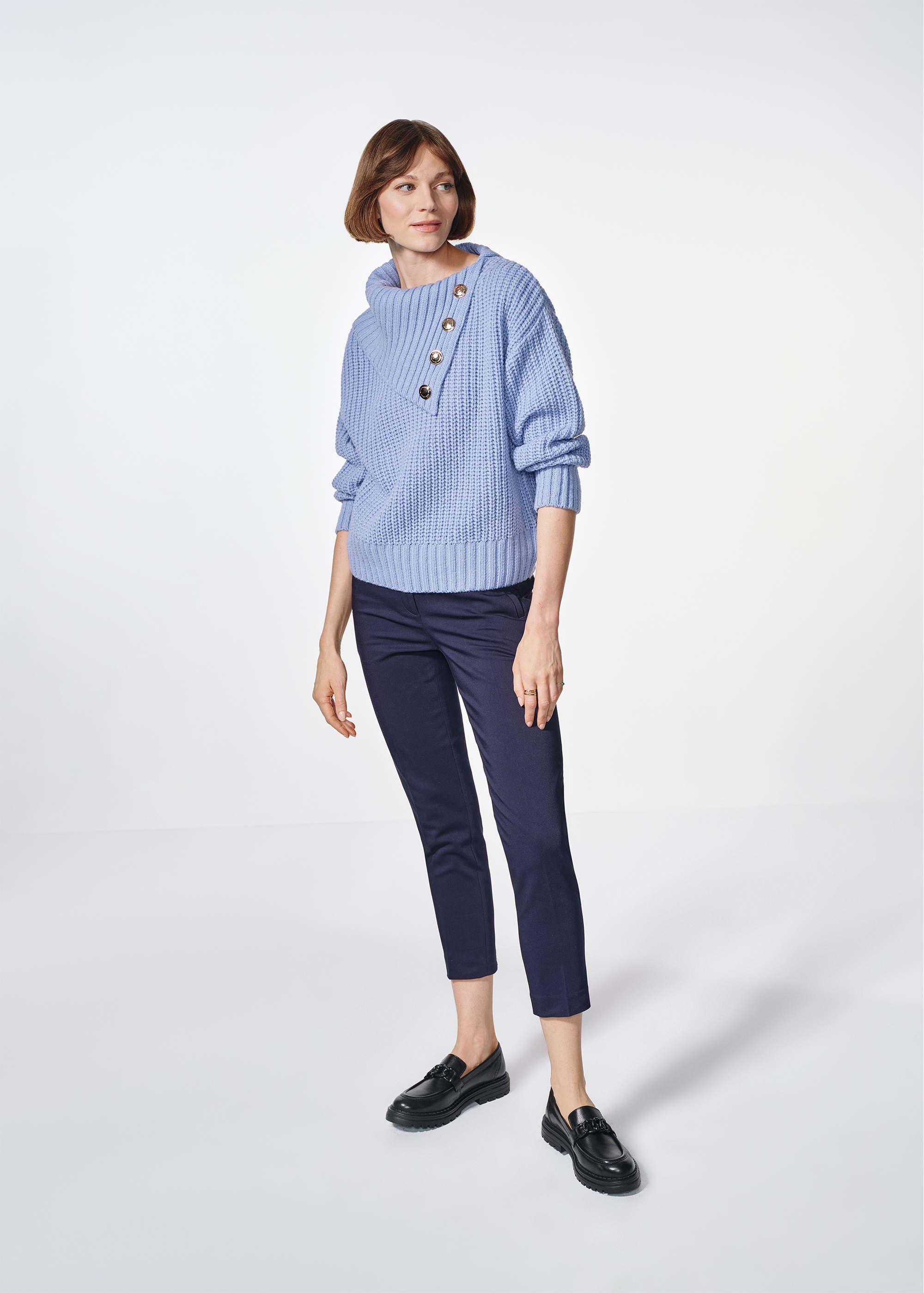 Blue sweater with collar SWEDT-0218-60(Z24)-02