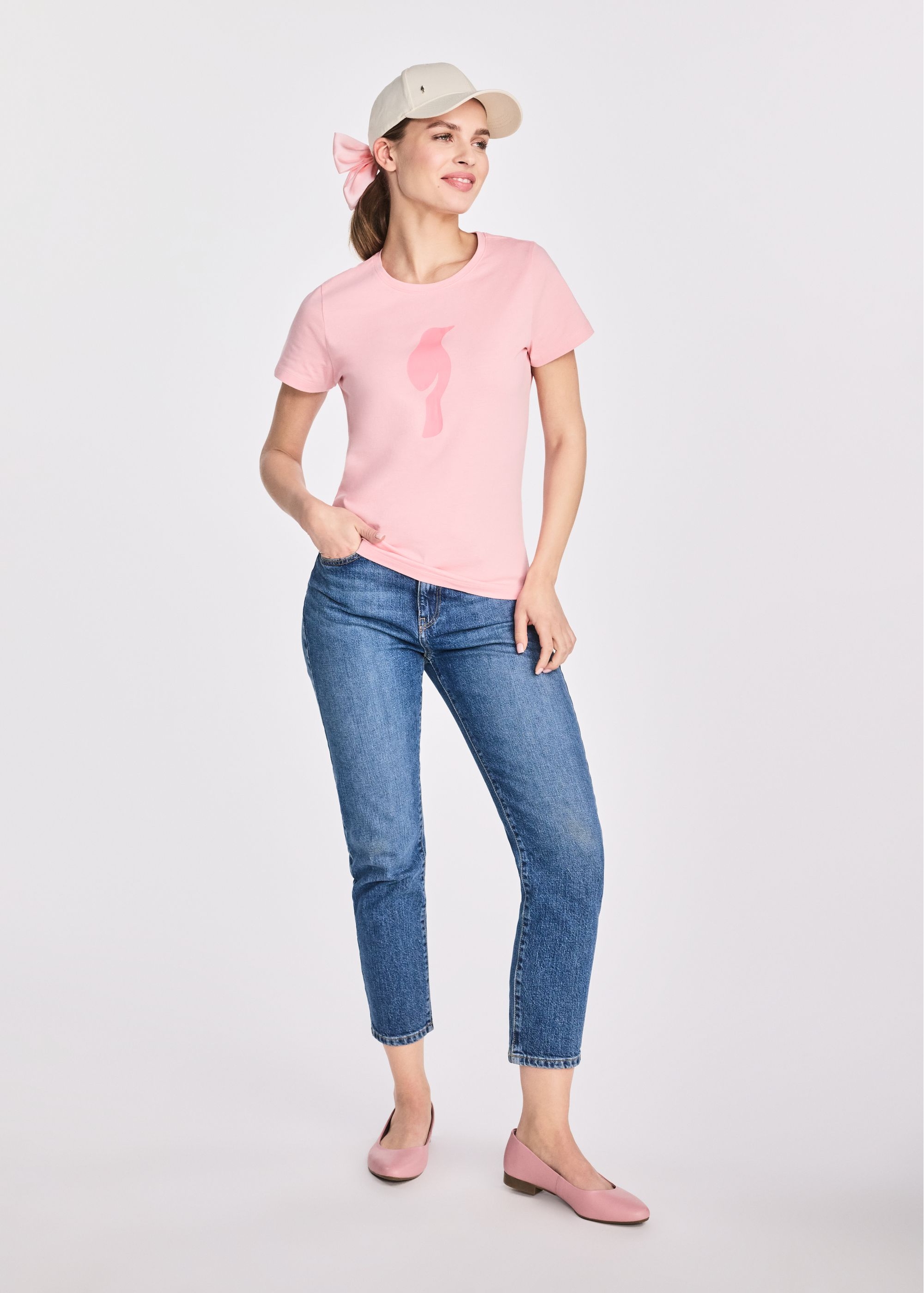 Pink women's t-shirt with logo TSHDT-0133-34(W25)-02