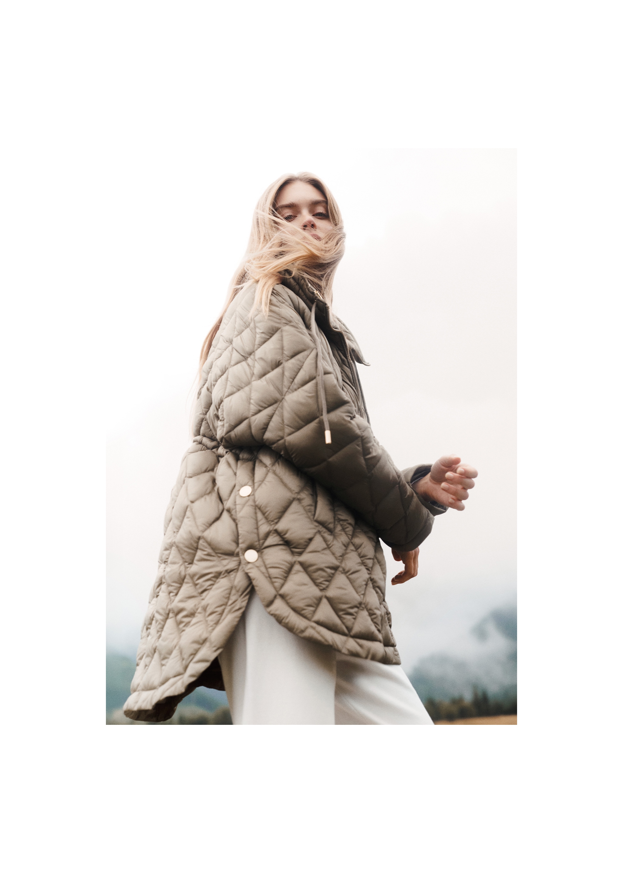 Quilted women's jacket in olive color KURDT-0550-57(Z24)