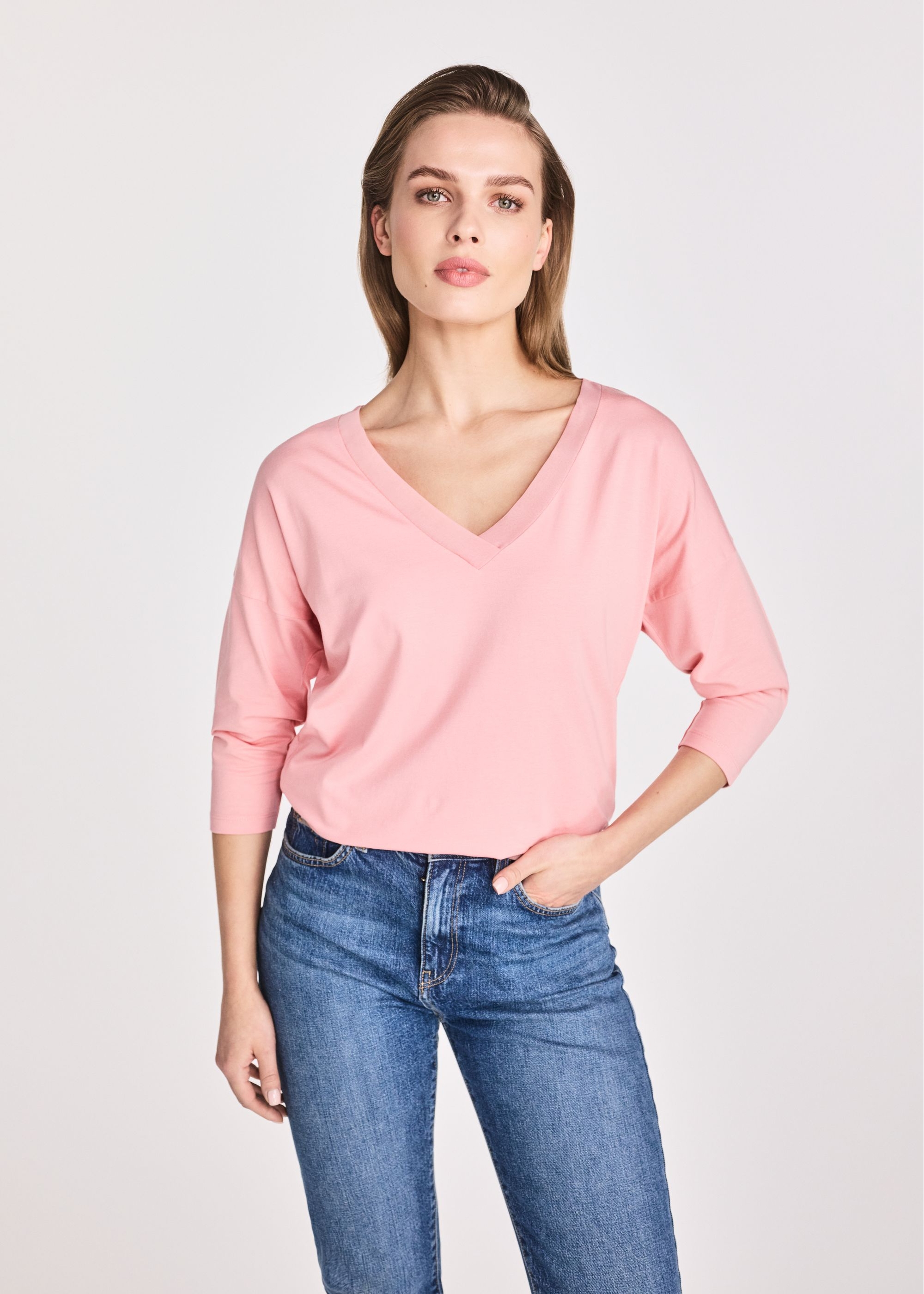 Pink women's blouse BLUDT-0156-31(W25)-01