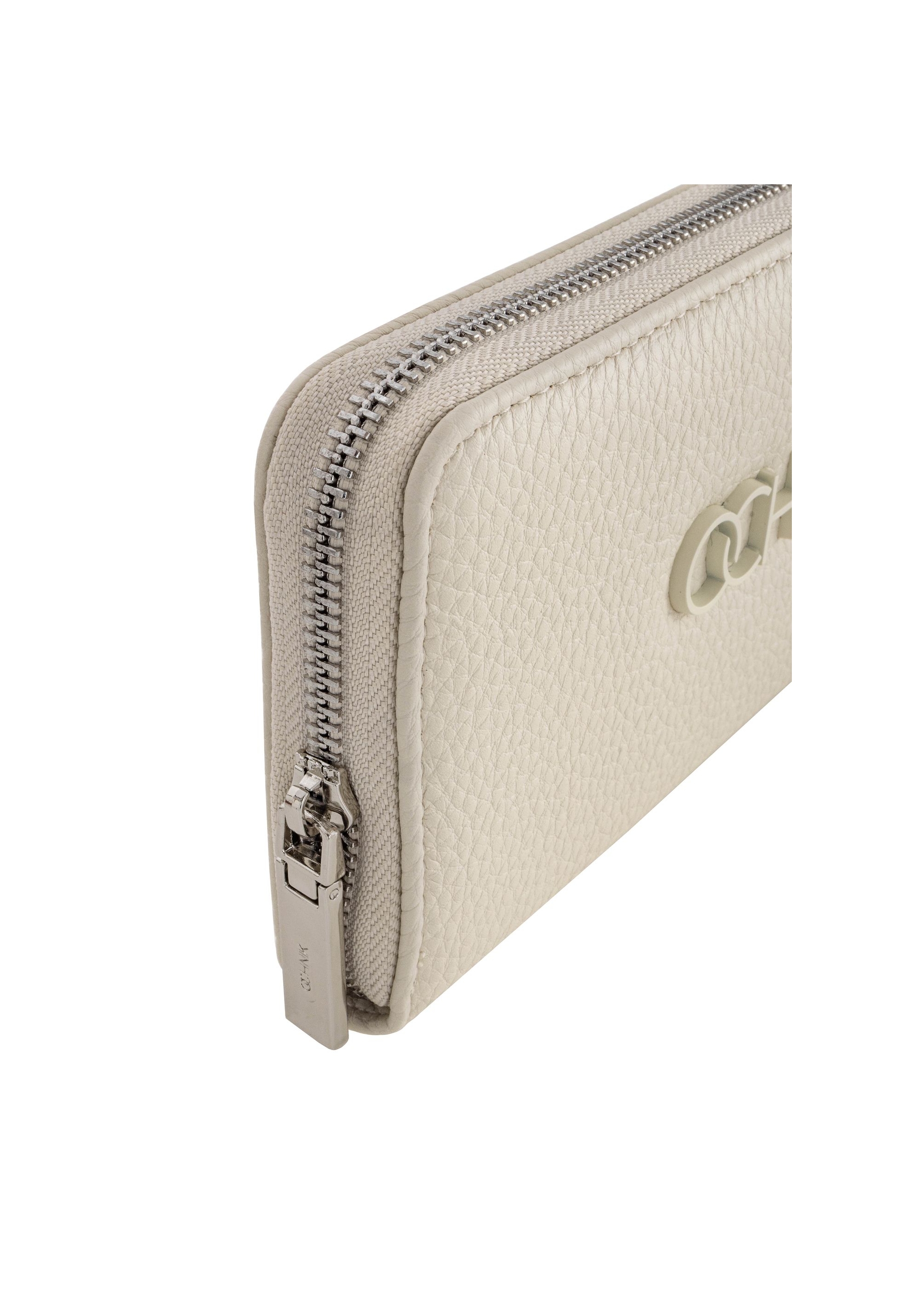 Large cream ladies wallet with logo POREC-0377-12(W24)-06