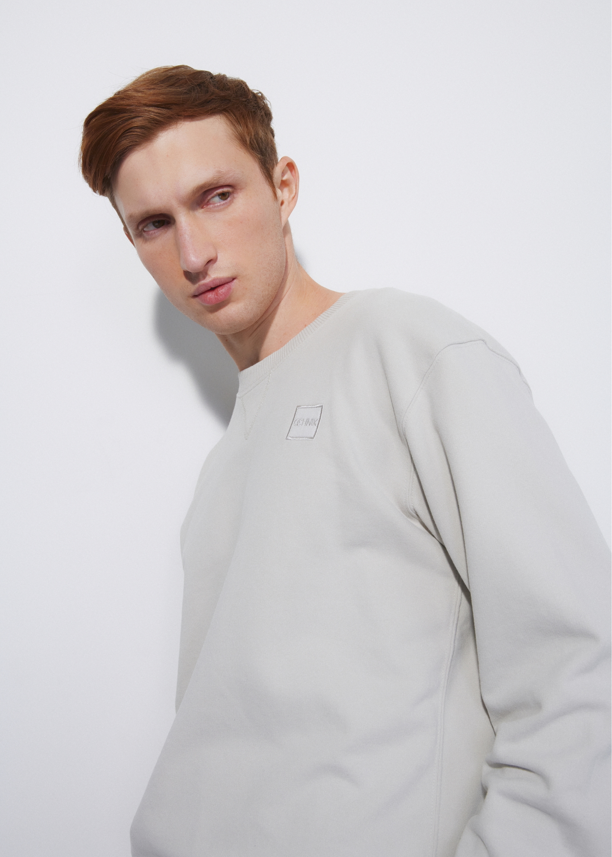 Cream men's sweatshirt with logo BLZMT-0057-66(W23)-01