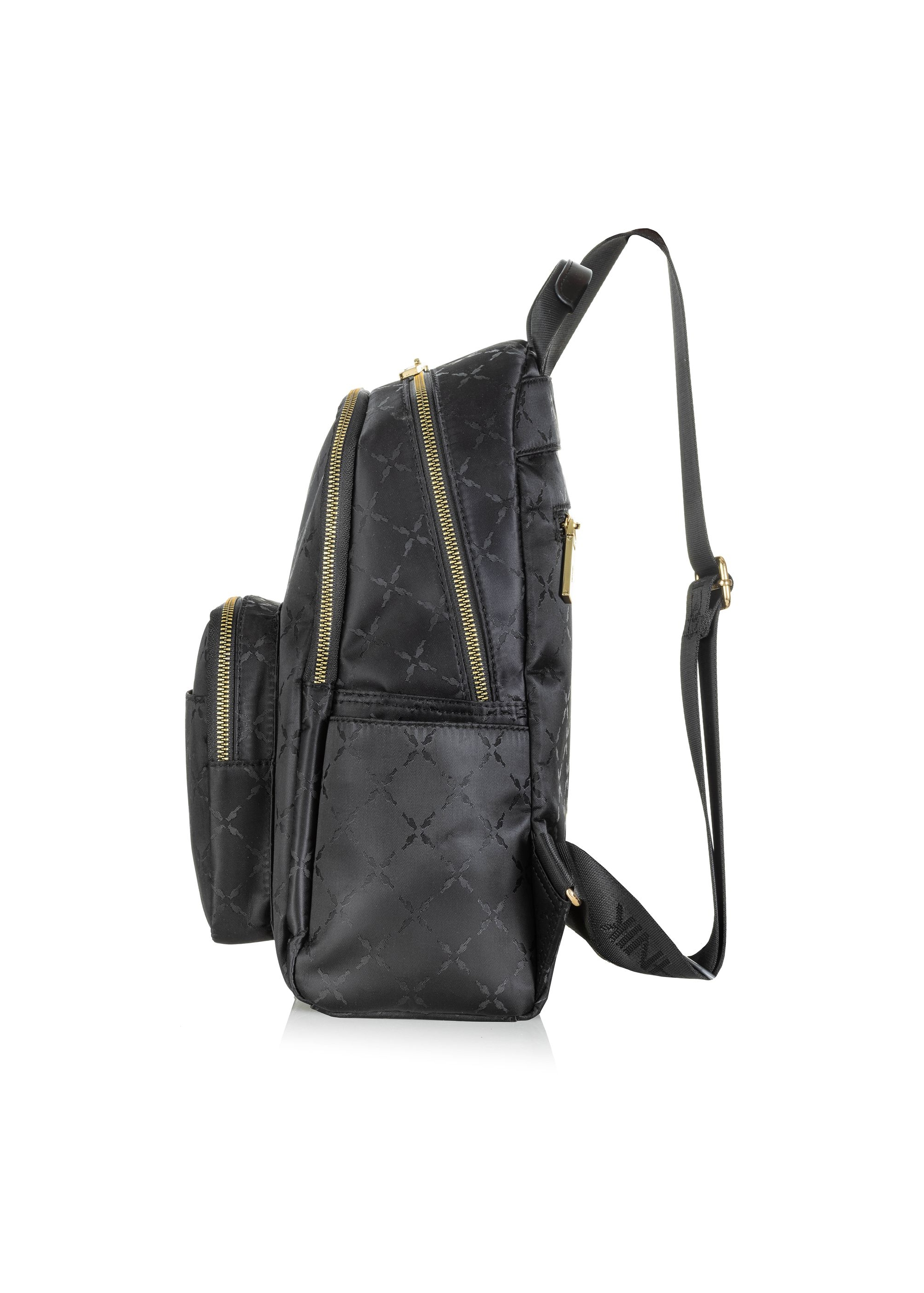 Black women's backpack with monogram TOREN-0255A-99(Z24)-03