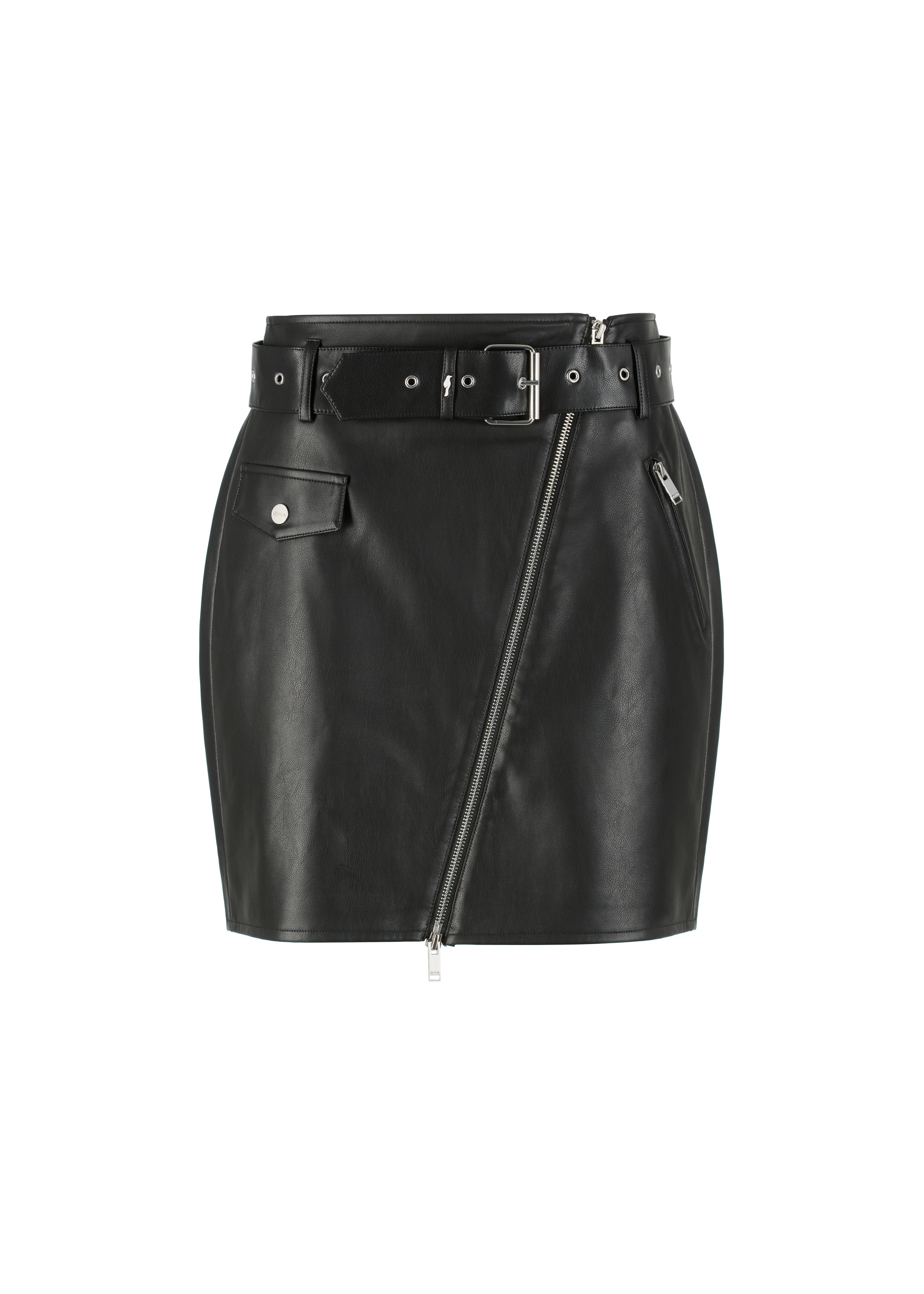 Black imitation leather skirt SPCDP-0001-99(W23)-05