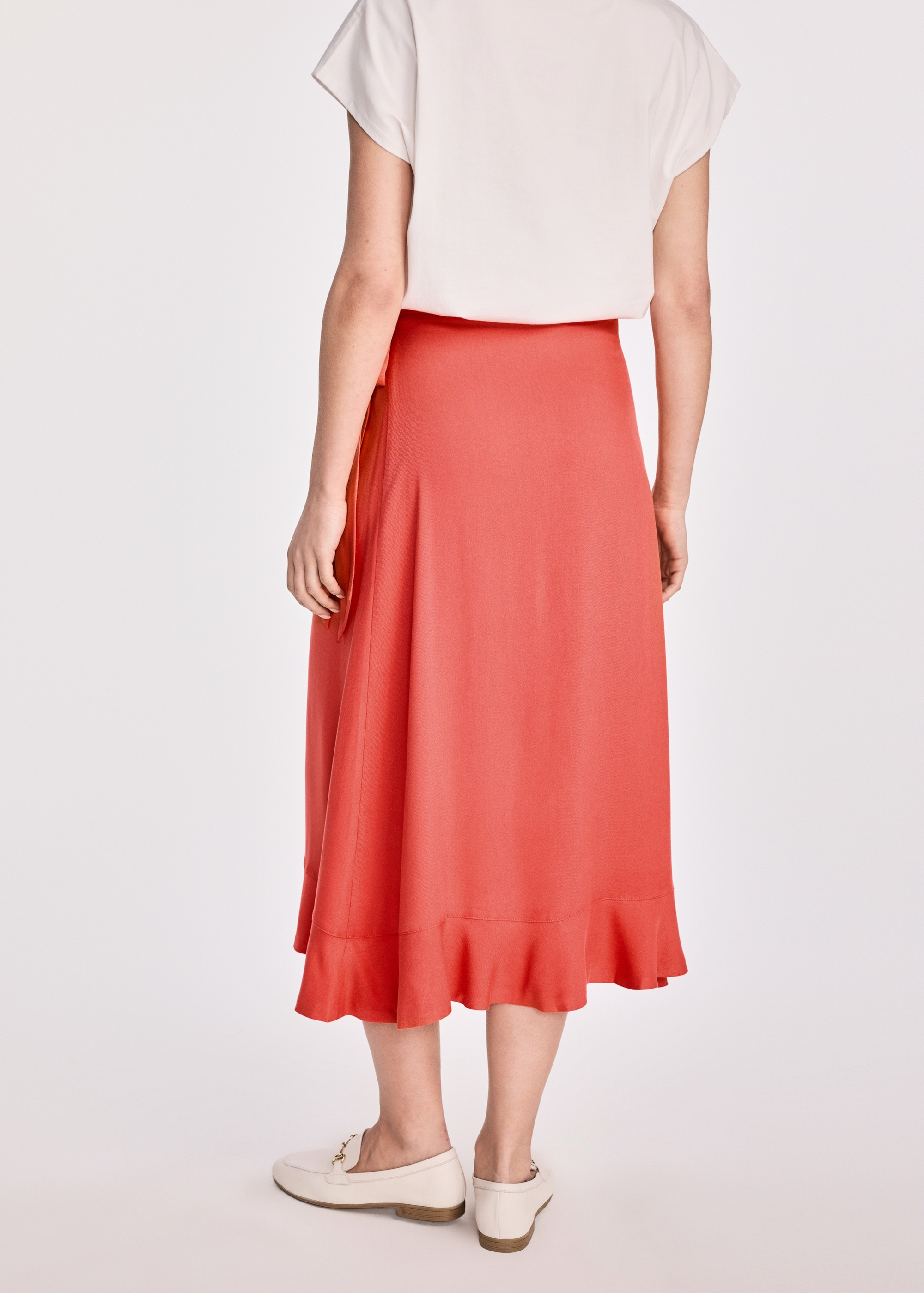 Coral women's skirt with ruffles SPCDT-0107-18(W25)-03