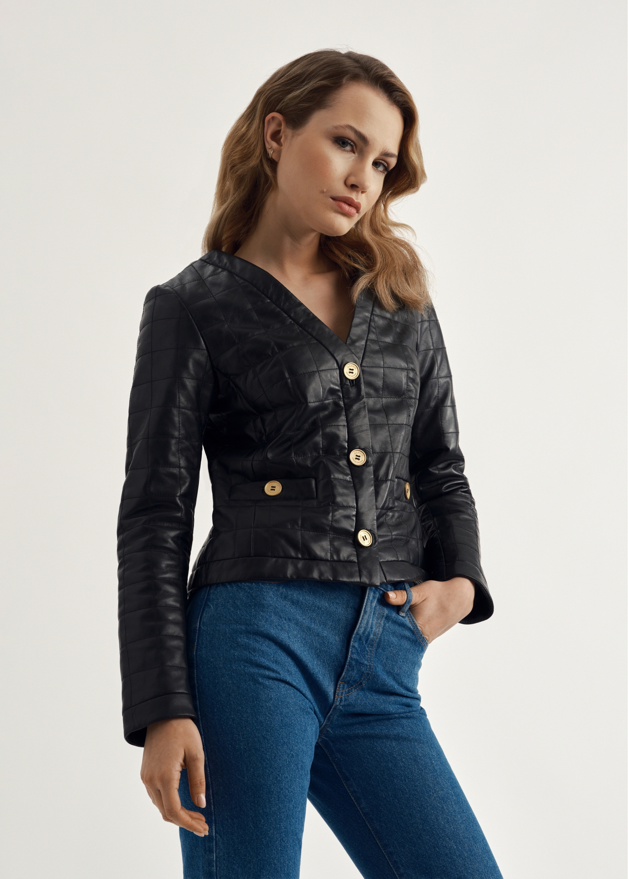 Quilted leather jacket for women KURDS-0417-1036(W23)-04