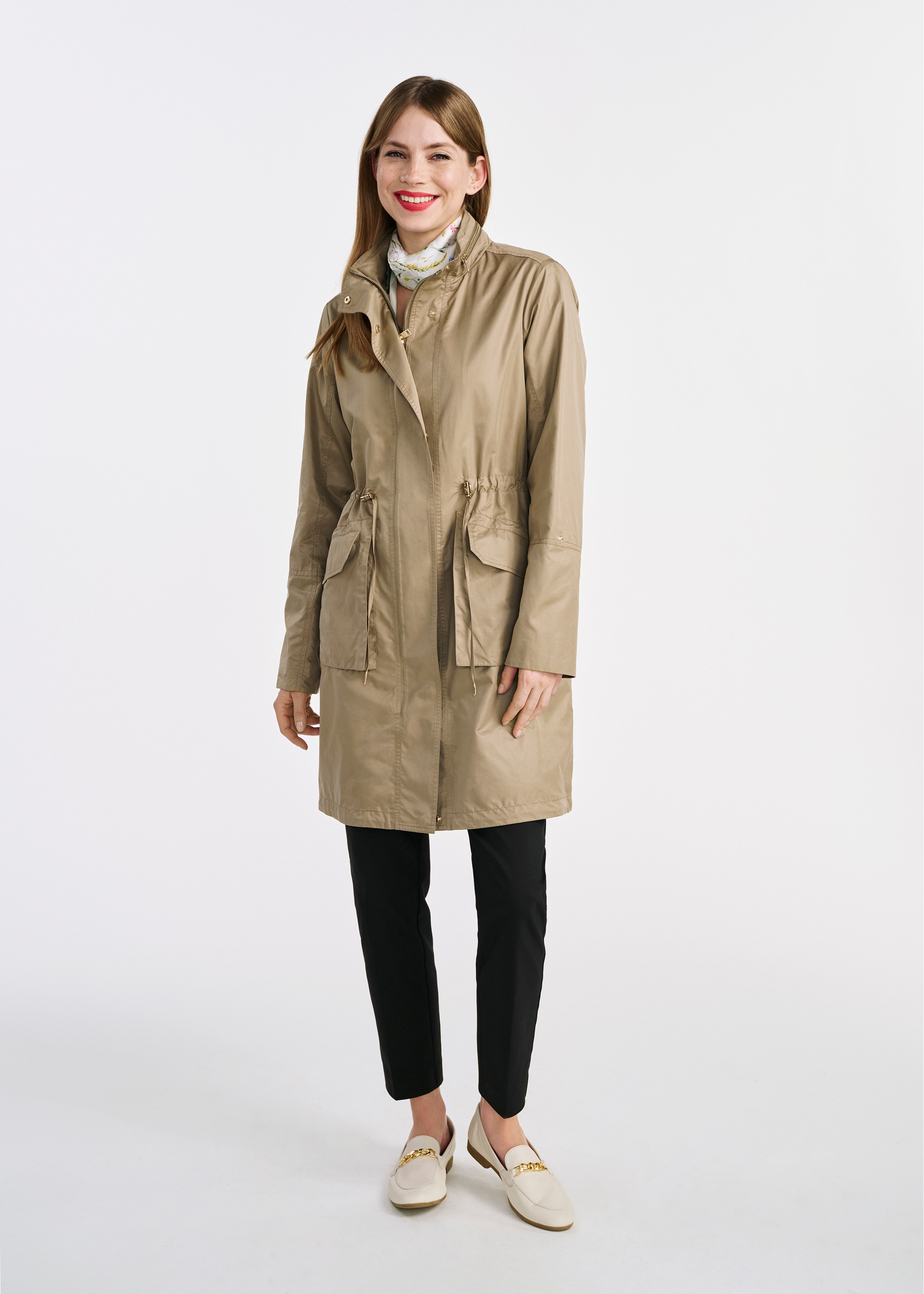 Olive green women's parka jacket KURDT-0559-57(W25)-02