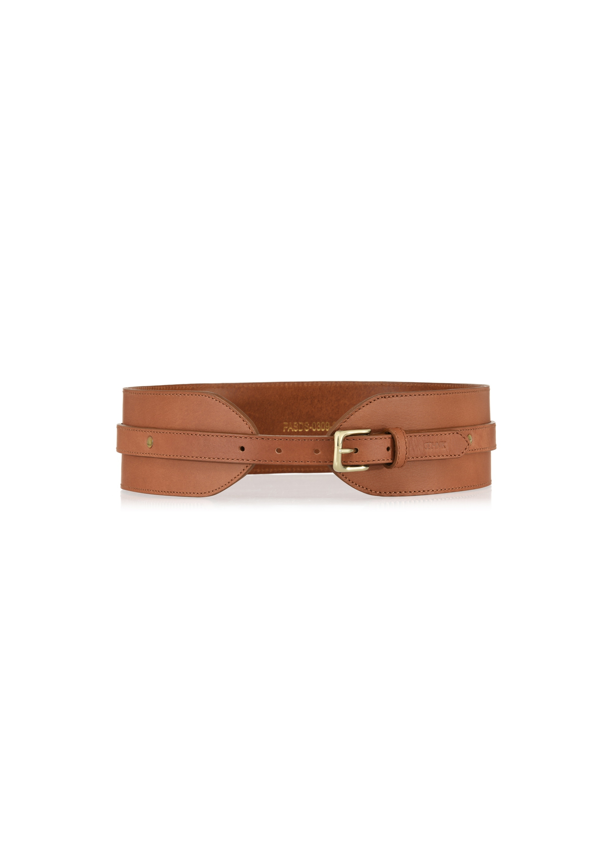 Brown wide leather belt for women PASDS-0309-88(W24)-01