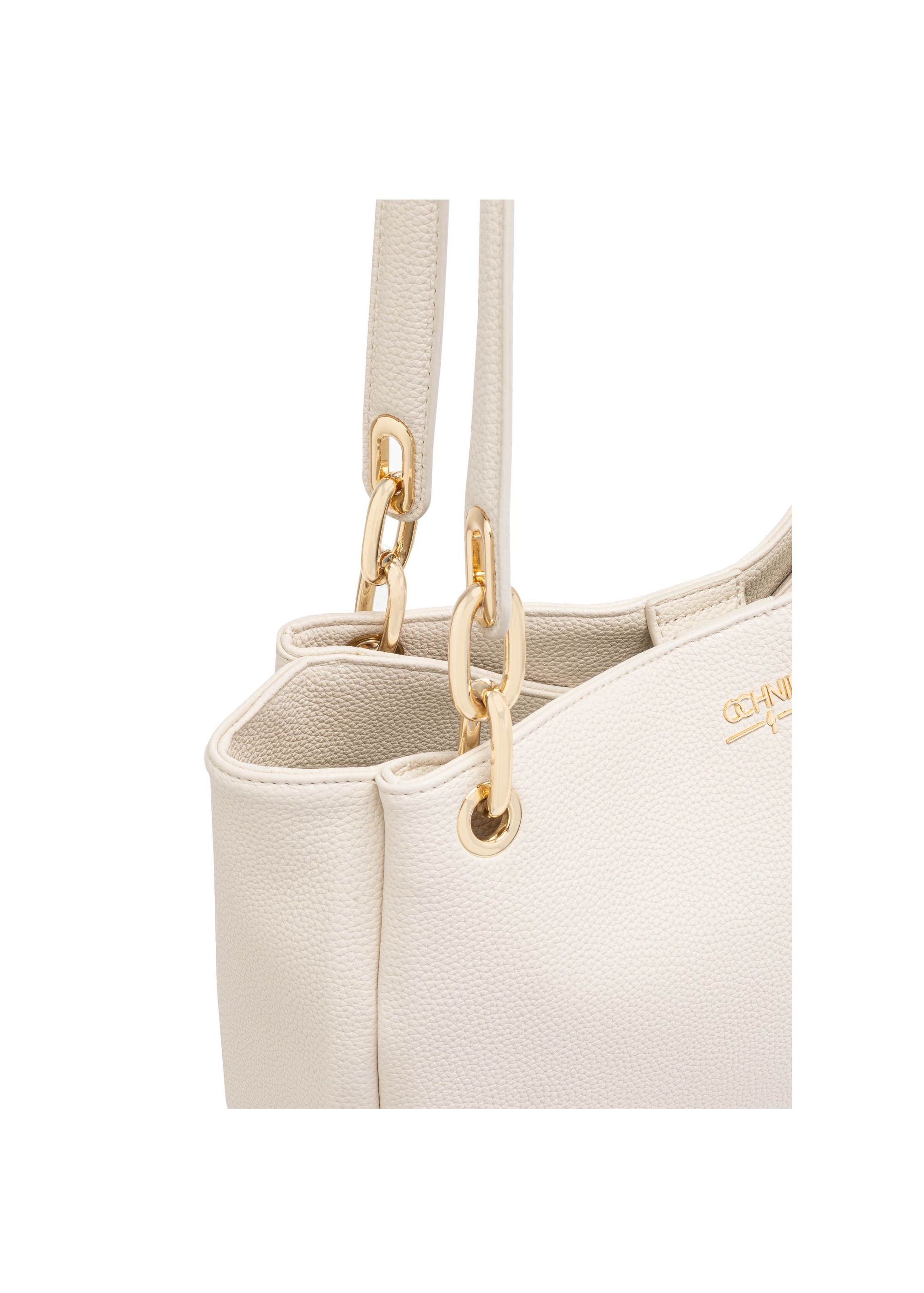 Cream women's imitation leather handbag TOREC-0998-12(W25)-06