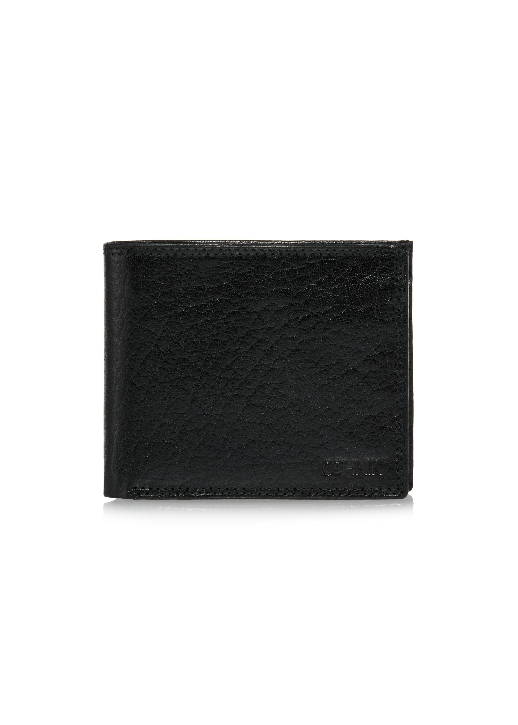 Black leather unbuttoned men's wallet PORMS-0555-99(W24)-01